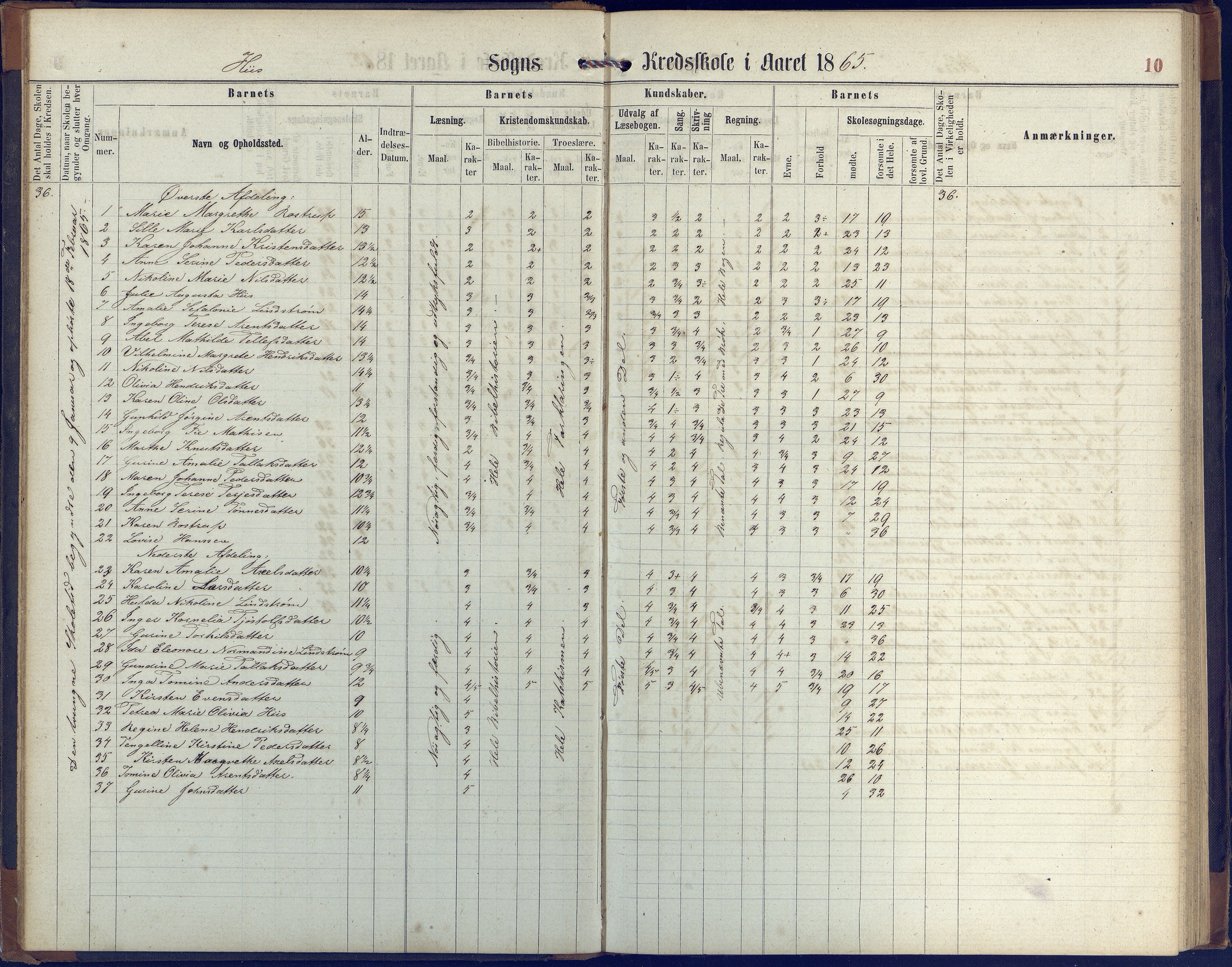 Hisøy kommune frem til 1991, AAKS/KA0922-PK/31/L0004: Skoleprotokoll, 1863-1887, p. 10