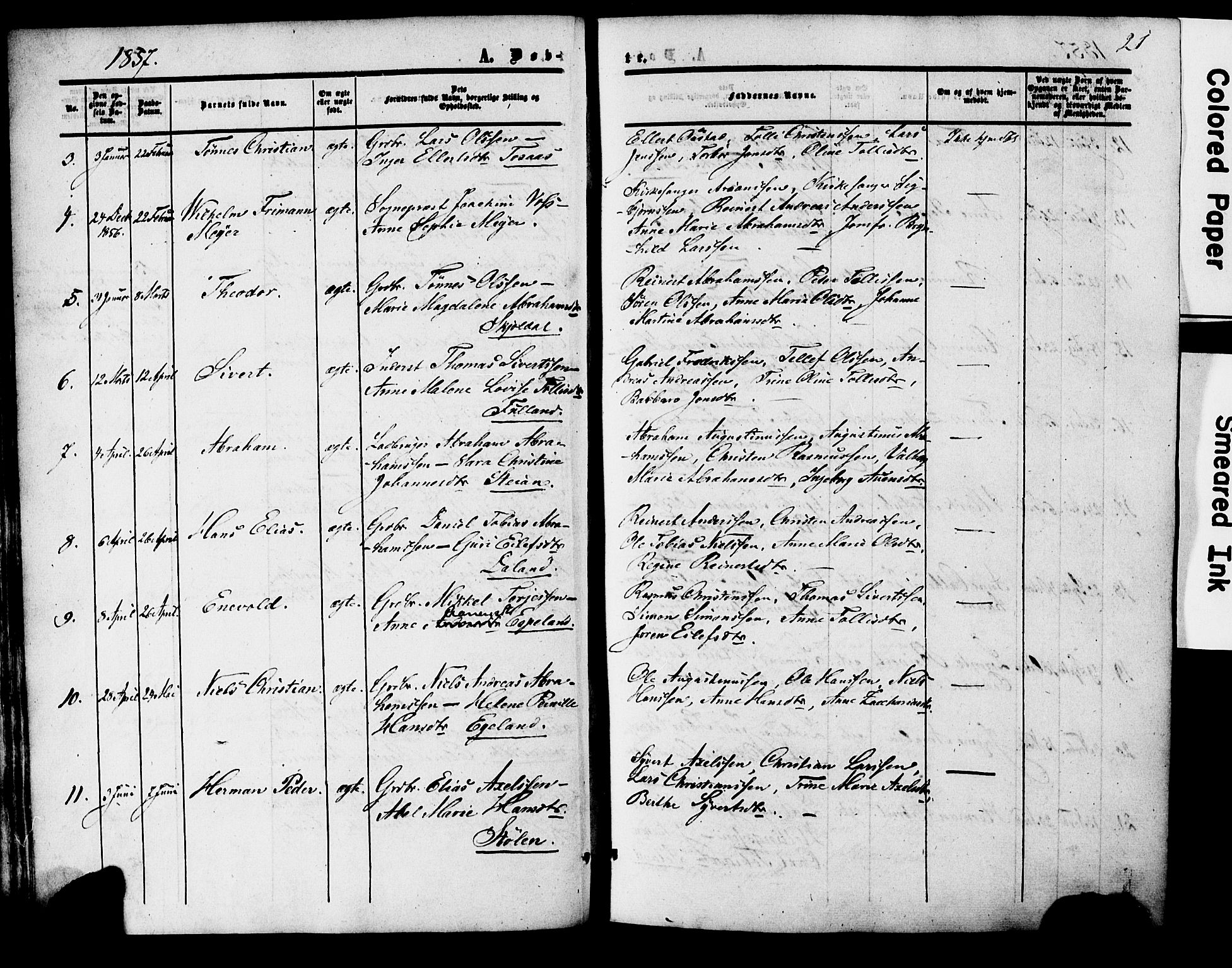 Herad sokneprestkontor, AV/SAK-1111-0018/F/Fa/Faa/L0005: Parish register (official) no. A 5, 1853-1886, p. 21