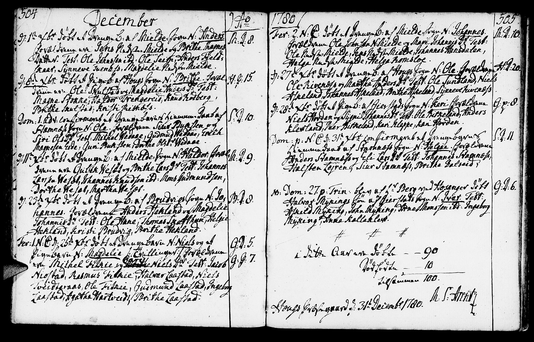 Haus sokneprestembete, AV/SAB-A-75601/H/Haa: Parish register (official) no. A 9, 1767-1781, p. 504-505