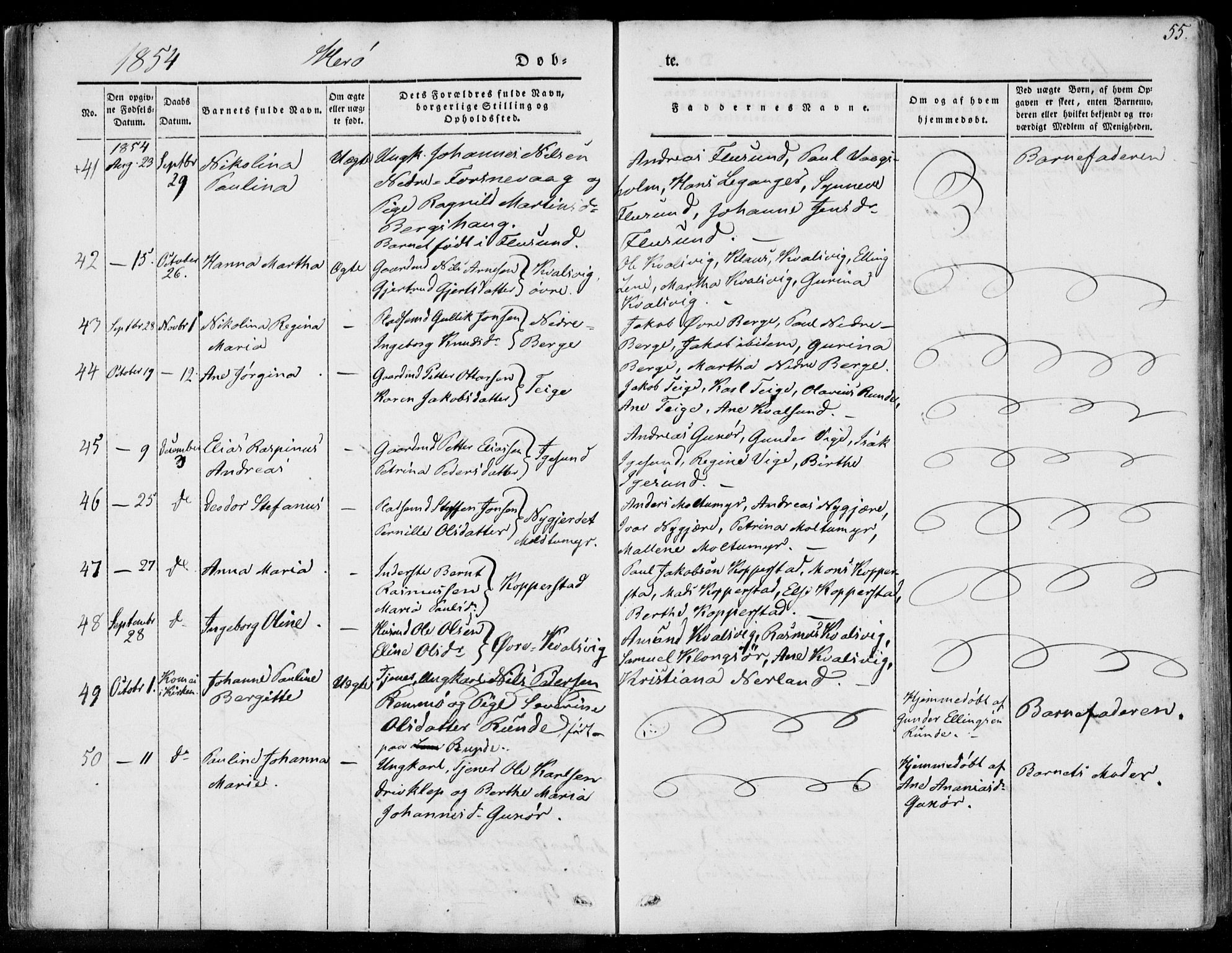 Ministerialprotokoller, klokkerbøker og fødselsregistre - Møre og Romsdal, AV/SAT-A-1454/507/L0070: Parish register (official) no. 507A05, 1842-1873, p. 55