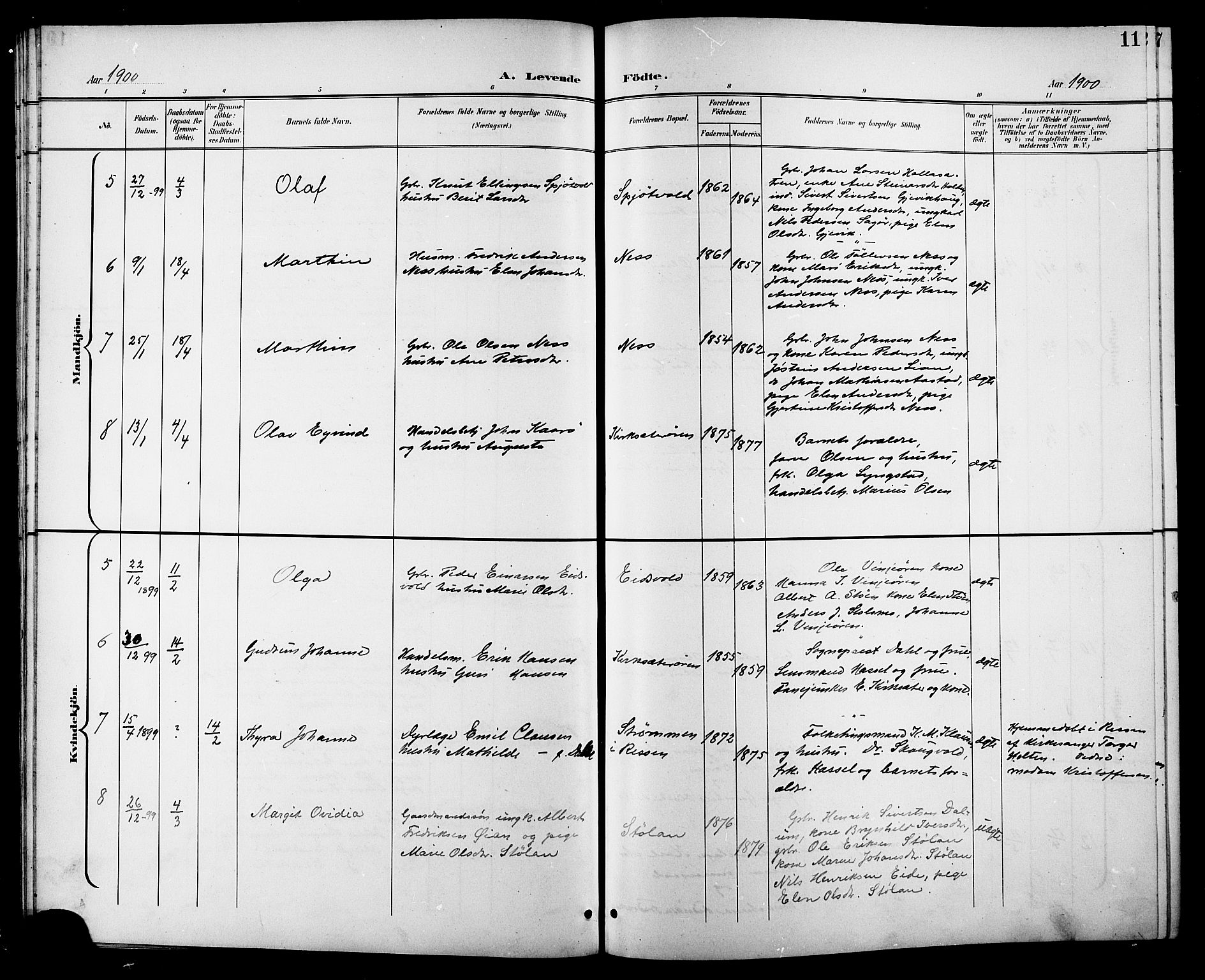 Ministerialprotokoller, klokkerbøker og fødselsregistre - Sør-Trøndelag, SAT/A-1456/630/L0505: Parish register (copy) no. 630C03, 1899-1914, p. 11