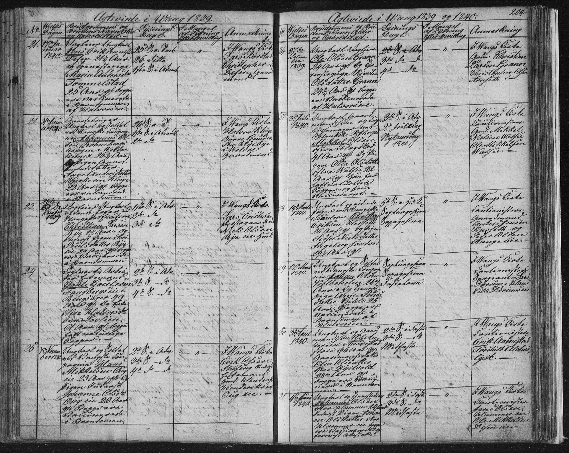 Vang prestekontor, Hedmark, SAH/PREST-008/H/Ha/Hab/L0008: Parish register (copy) no. 8, 1832-1854, p. 204