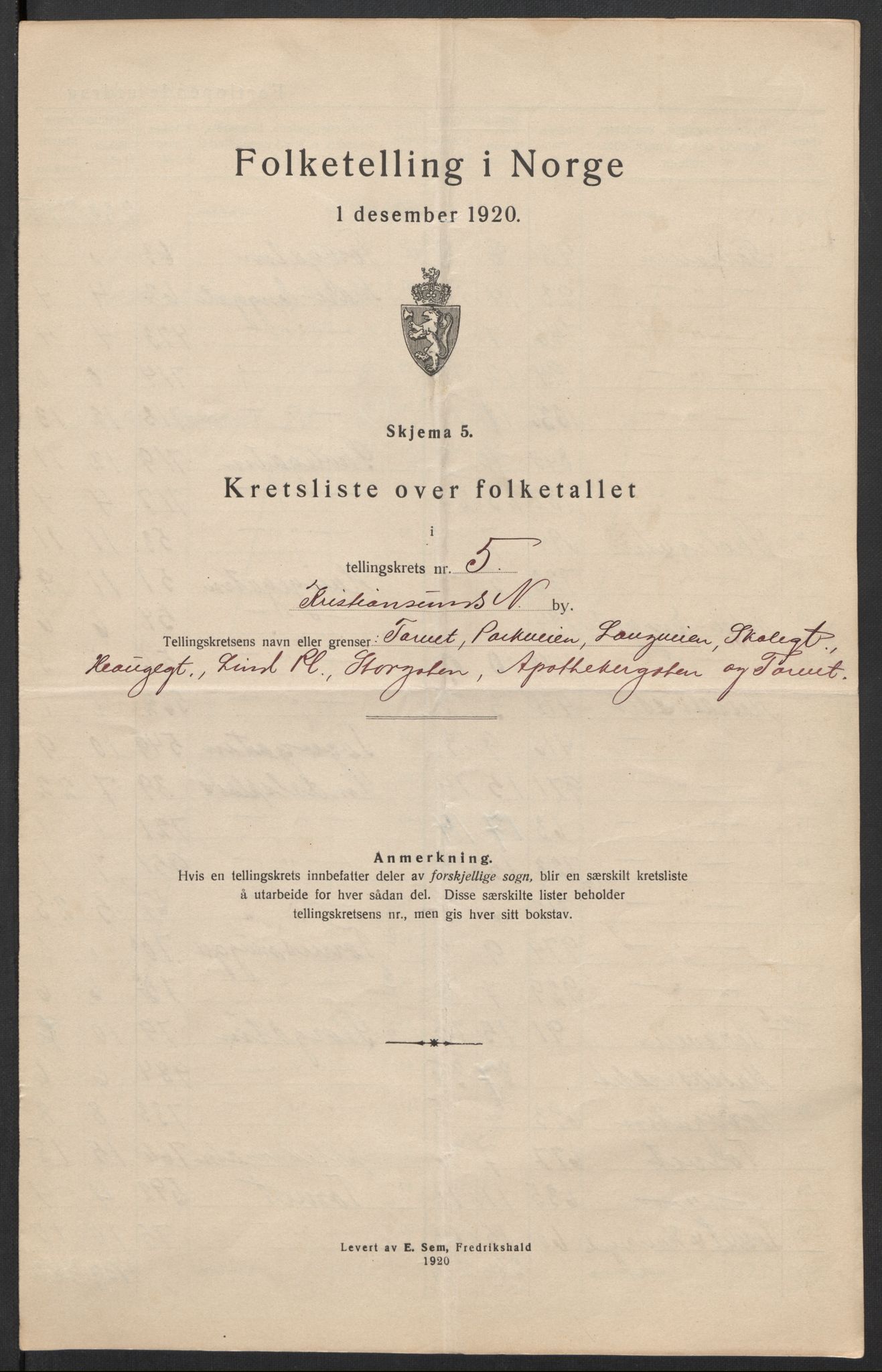 SAT, 1920 census for Kristiansund, 1920, p. 18