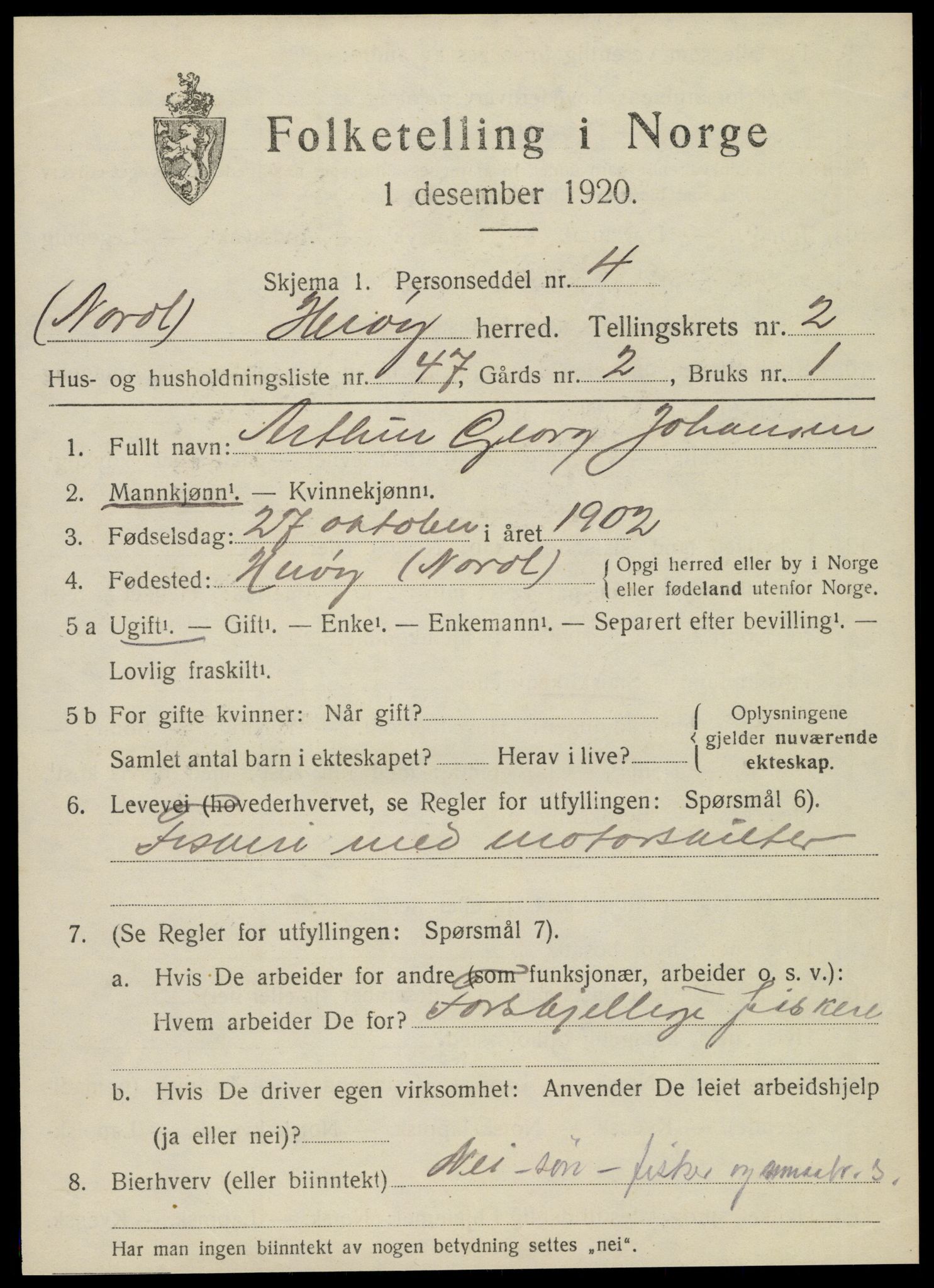 SAT, 1920 census for Herøy, 1920, p. 1916