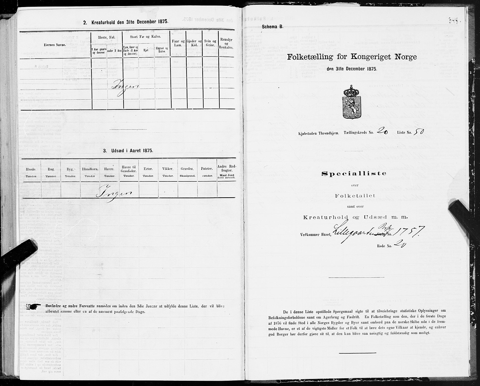 SAT, 1875 census for 1601 Trondheim, 1875, p. 10348