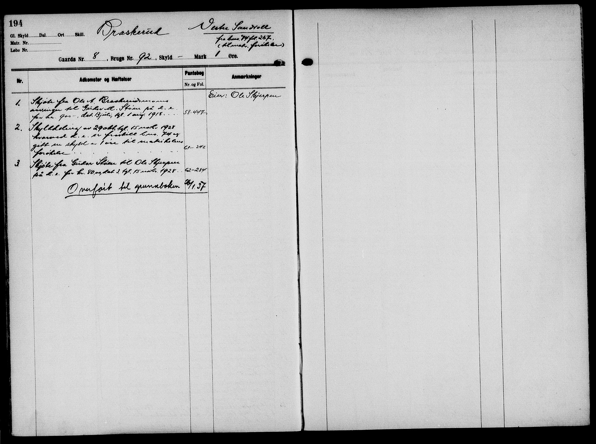 Solør tingrett, AV/SAH-TING-008/H/Ha/Hak/L0001: Mortgage register no. I, 1900-1935, p. 194