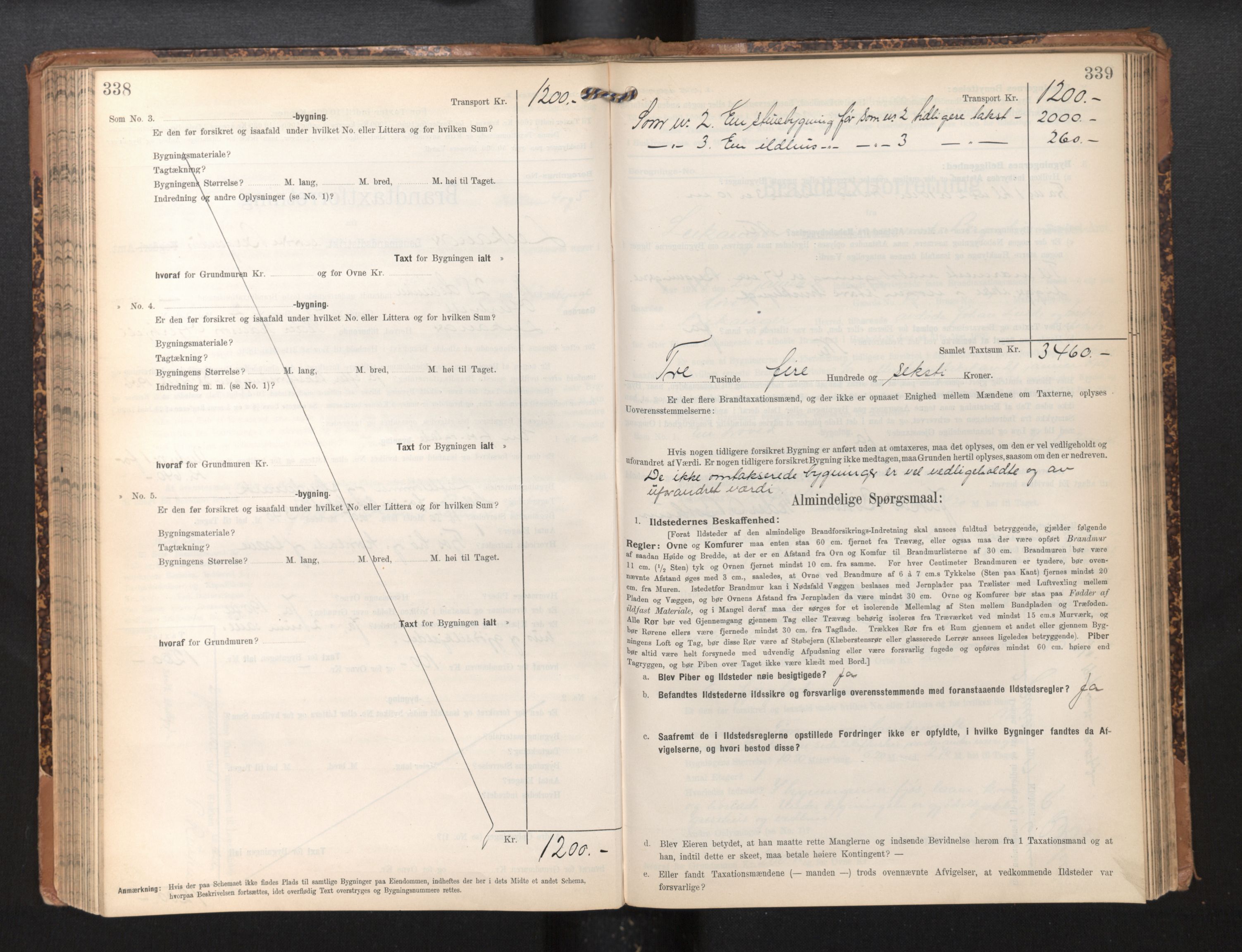 Lensmannen i Leikanger, AV/SAB-A-29201/0012/L0005: Branntakstprotokoll, skjematakst, 1907-1917, p. 338-339