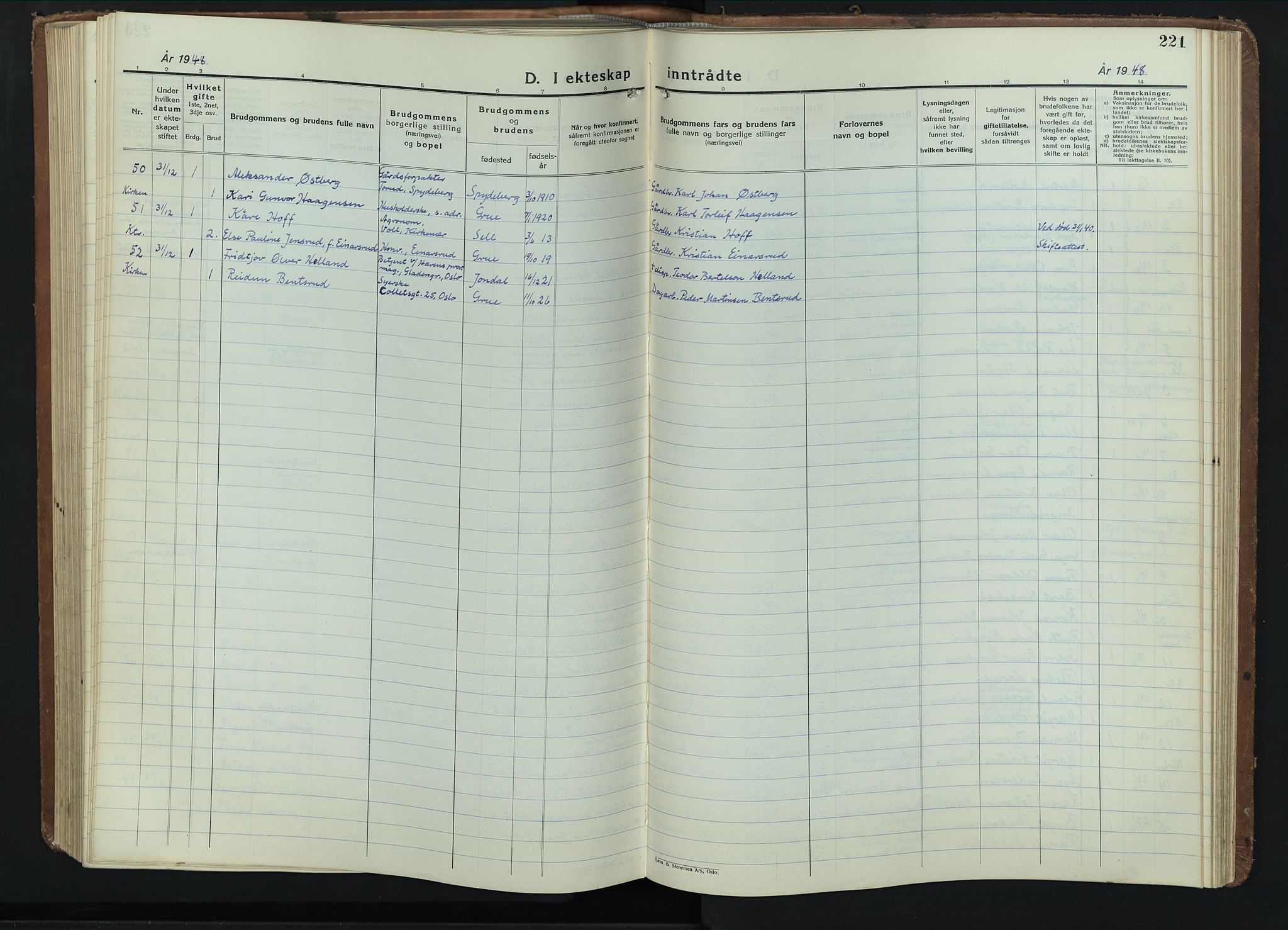 Grue prestekontor, AV/SAH-PREST-036/H/Ha/Hab/L0009: Parish register (copy) no. 9, 1935-1955, p. 221