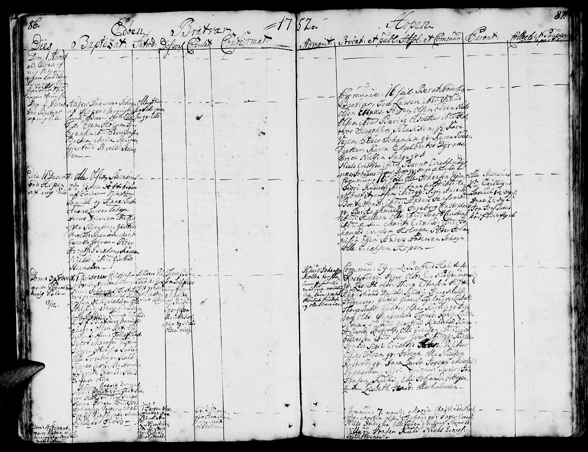 Ministerialprotokoller, klokkerbøker og fødselsregistre - Møre og Romsdal, AV/SAT-A-1454/581/L0931: Parish register (official) no. 581A01, 1751-1765, p. 86-87