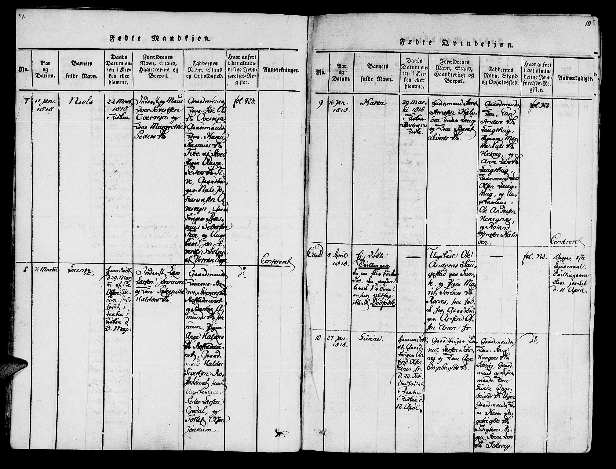 Ministerialprotokoller, klokkerbøker og fødselsregistre - Nord-Trøndelag, SAT/A-1458/741/L0387: Parish register (official) no. 741A03 /1, 1817-1822, p. 10