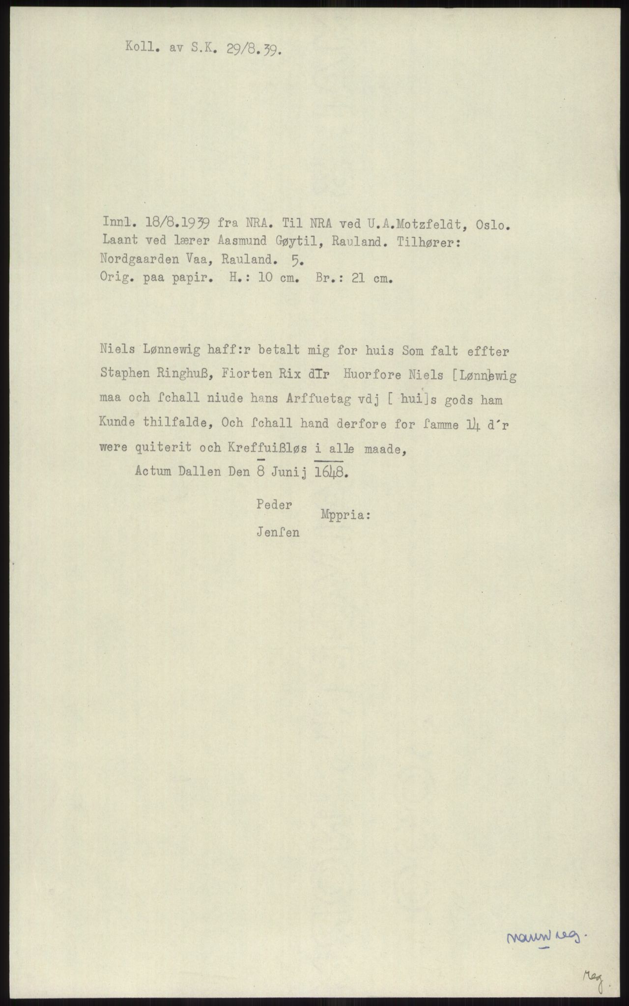 Samlinger til kildeutgivelse, Diplomavskriftsamlingen, AV/RA-EA-4053/H/Ha, p. 3864