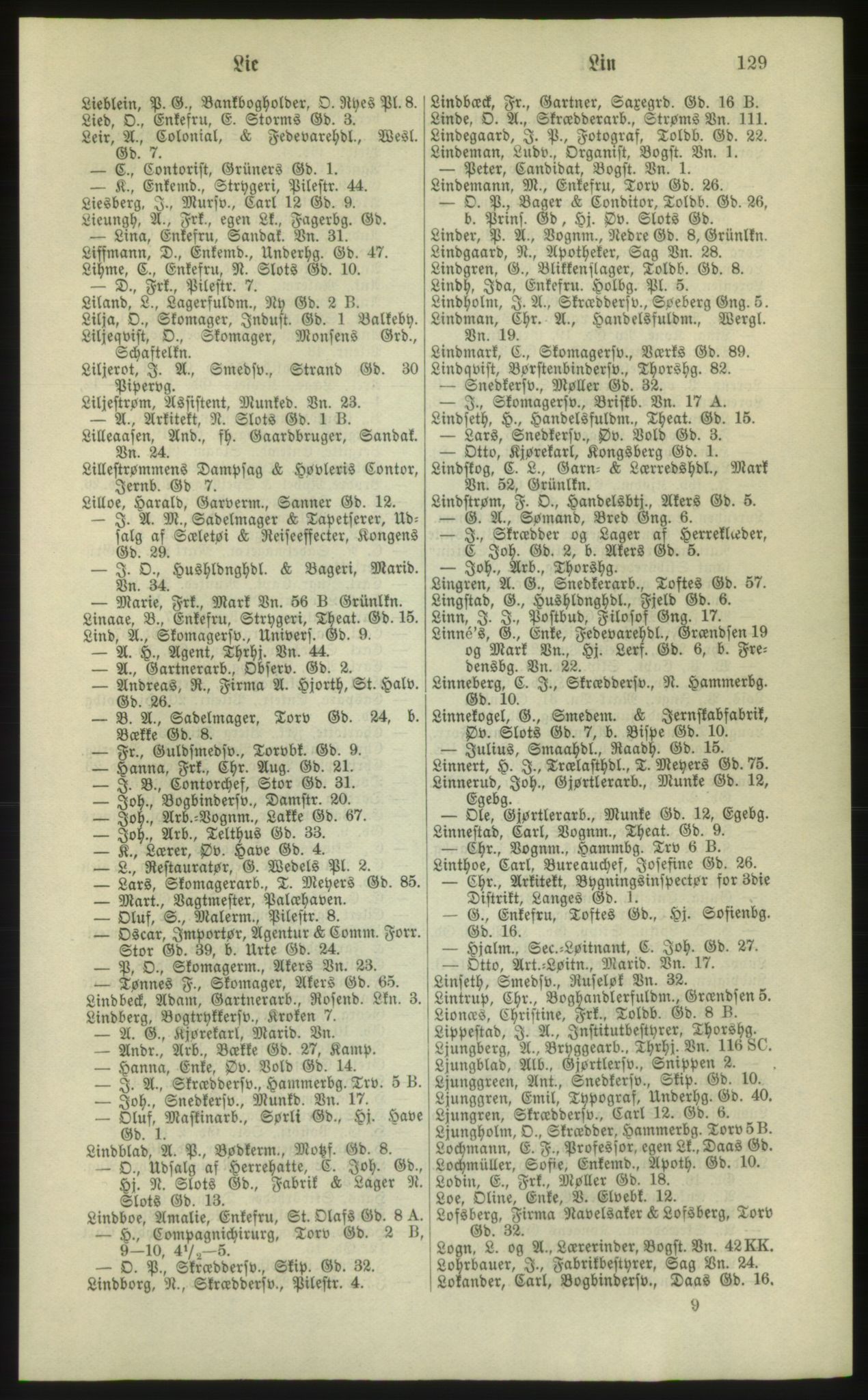 Kristiania/Oslo adressebok, PUBL/-, 1881, p. 129