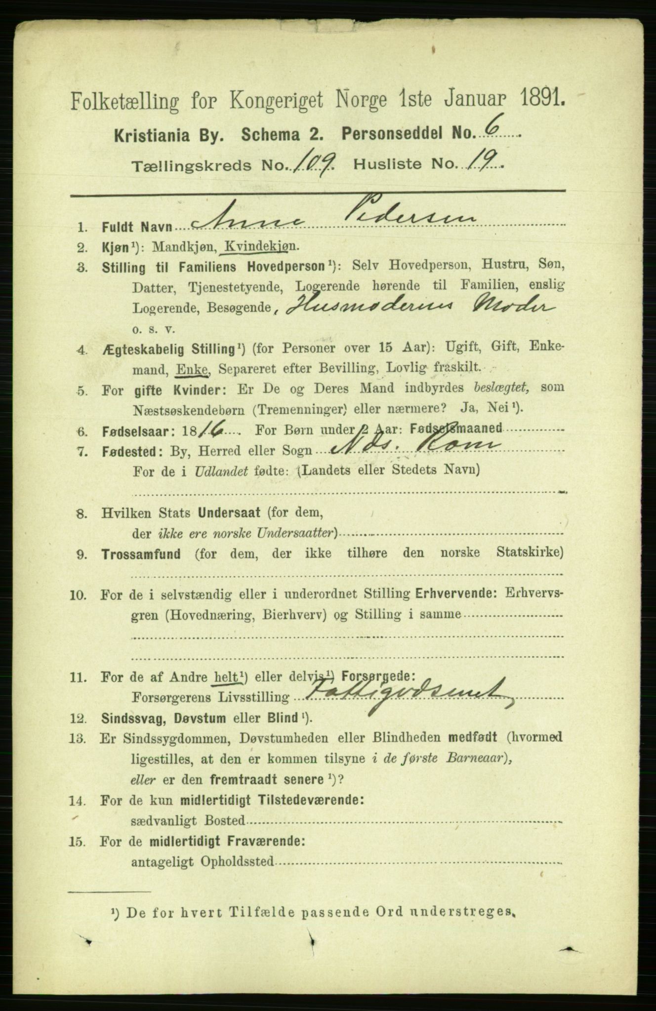 RA, 1891 census for 0301 Kristiania, 1891, p. 57048