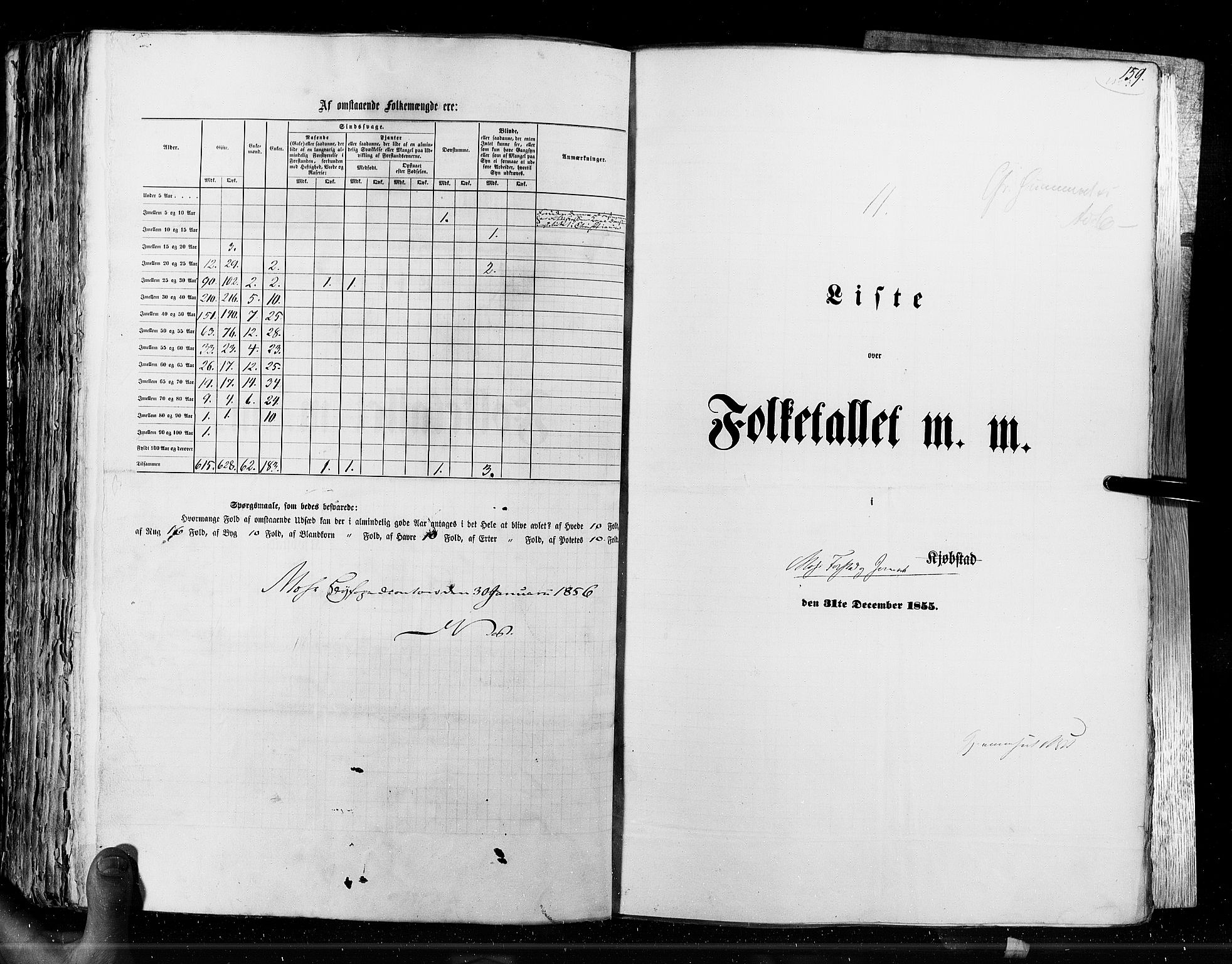 RA, Census 1855, vol. 7: Fredrikshald-Kragerø, 1855, p. 159