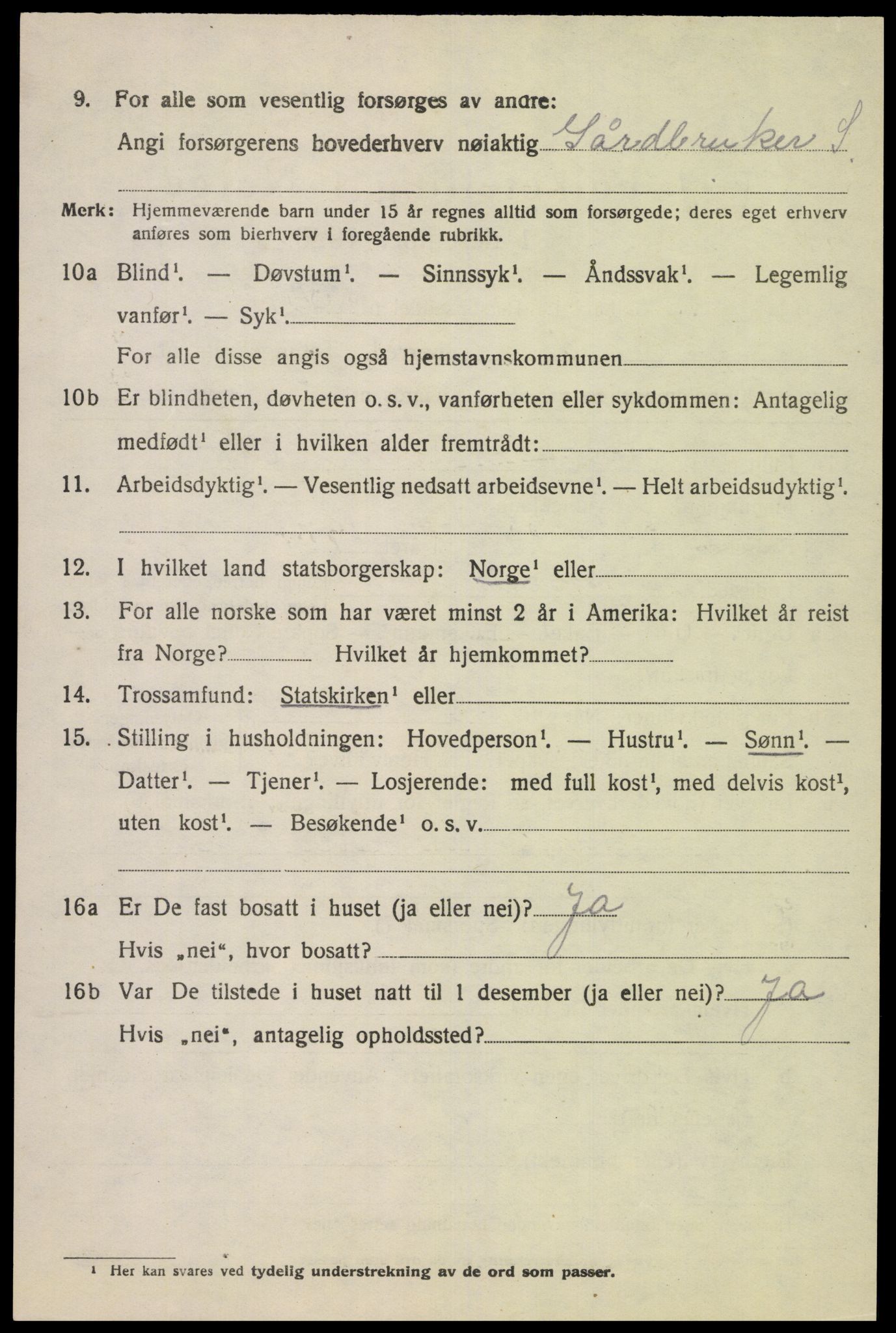 SAK, 1920 census for Fjotland, 1920, p. 901