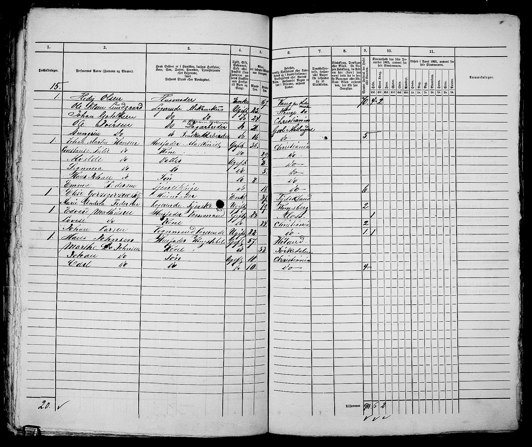 RA, 1865 census for Kristiania, 1865, p. 2964