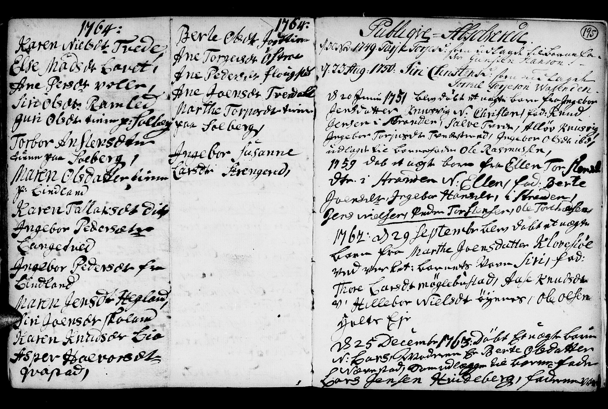 Holt sokneprestkontor, SAK/1111-0021/F/Fb/L0005: Parish register (copy) no. B 5, 1746-1764, p. 195
