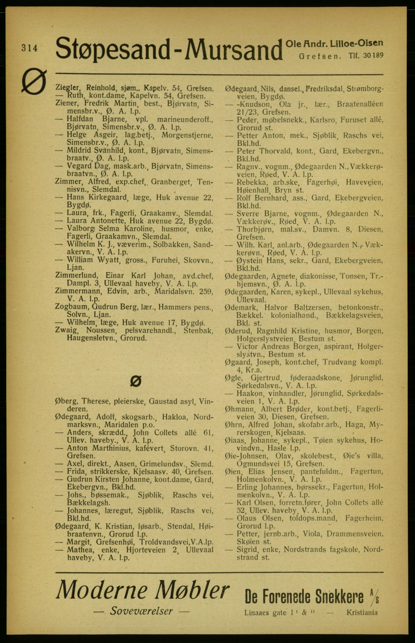 Aker adressebok/adressekalender, PUBL/001/A/002: Akers adressekalender, 1922, p. 314