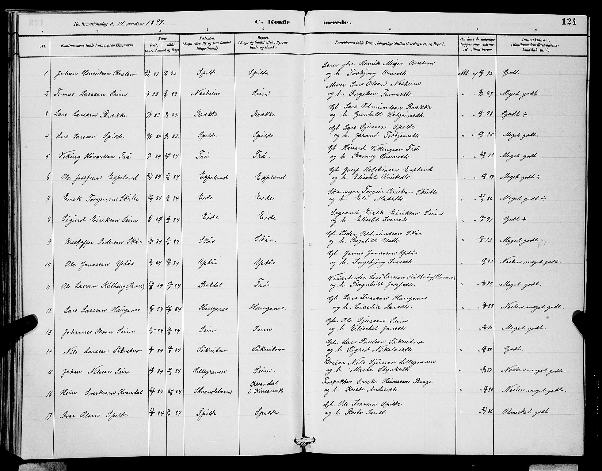 Ulvik sokneprestembete, AV/SAB-A-78801/H/Hab: Parish register (copy) no. B 3, 1884-1901, p. 124