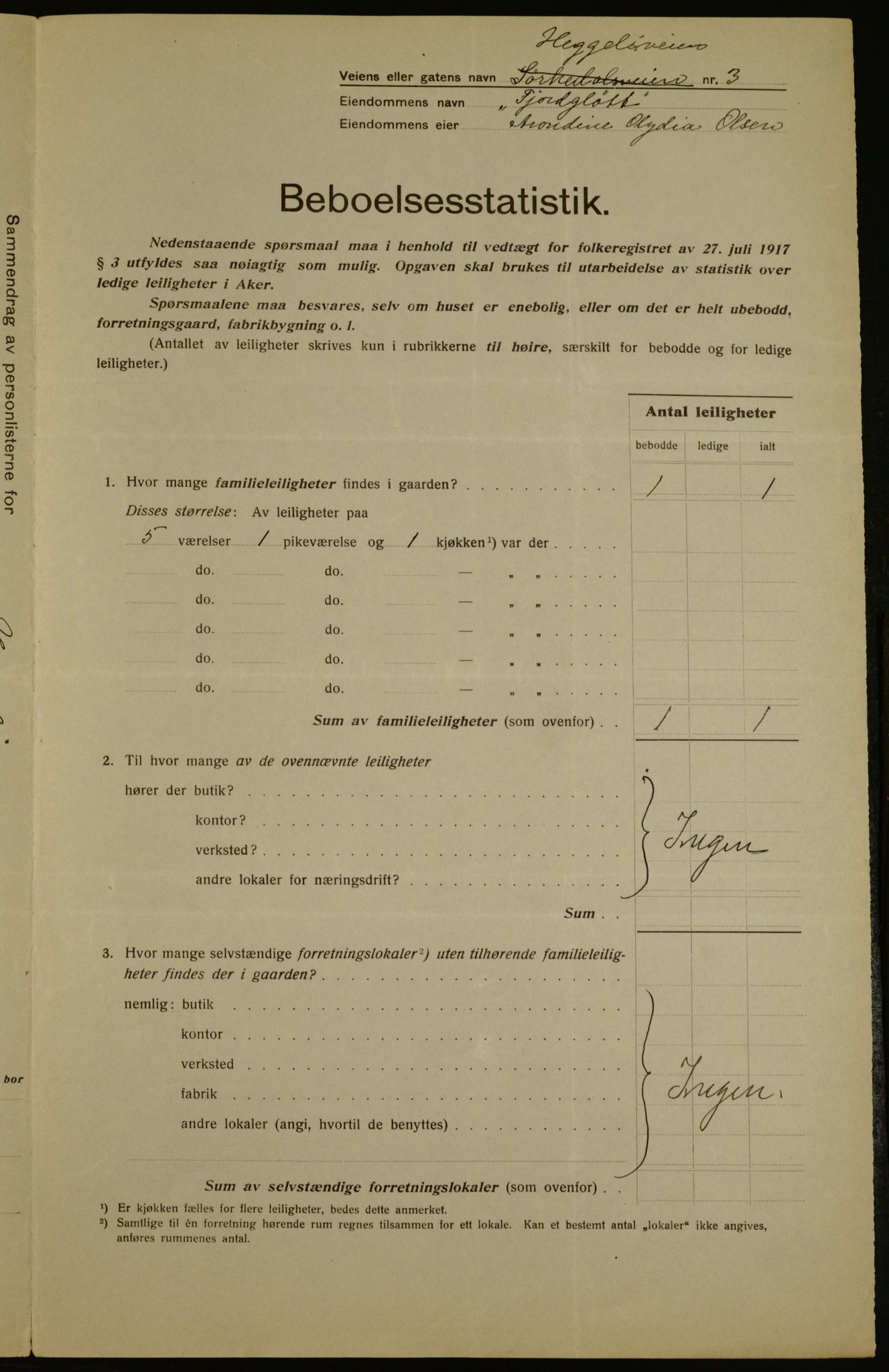 OBA, Municipal Census 1917 for Aker, 1917, p. 21