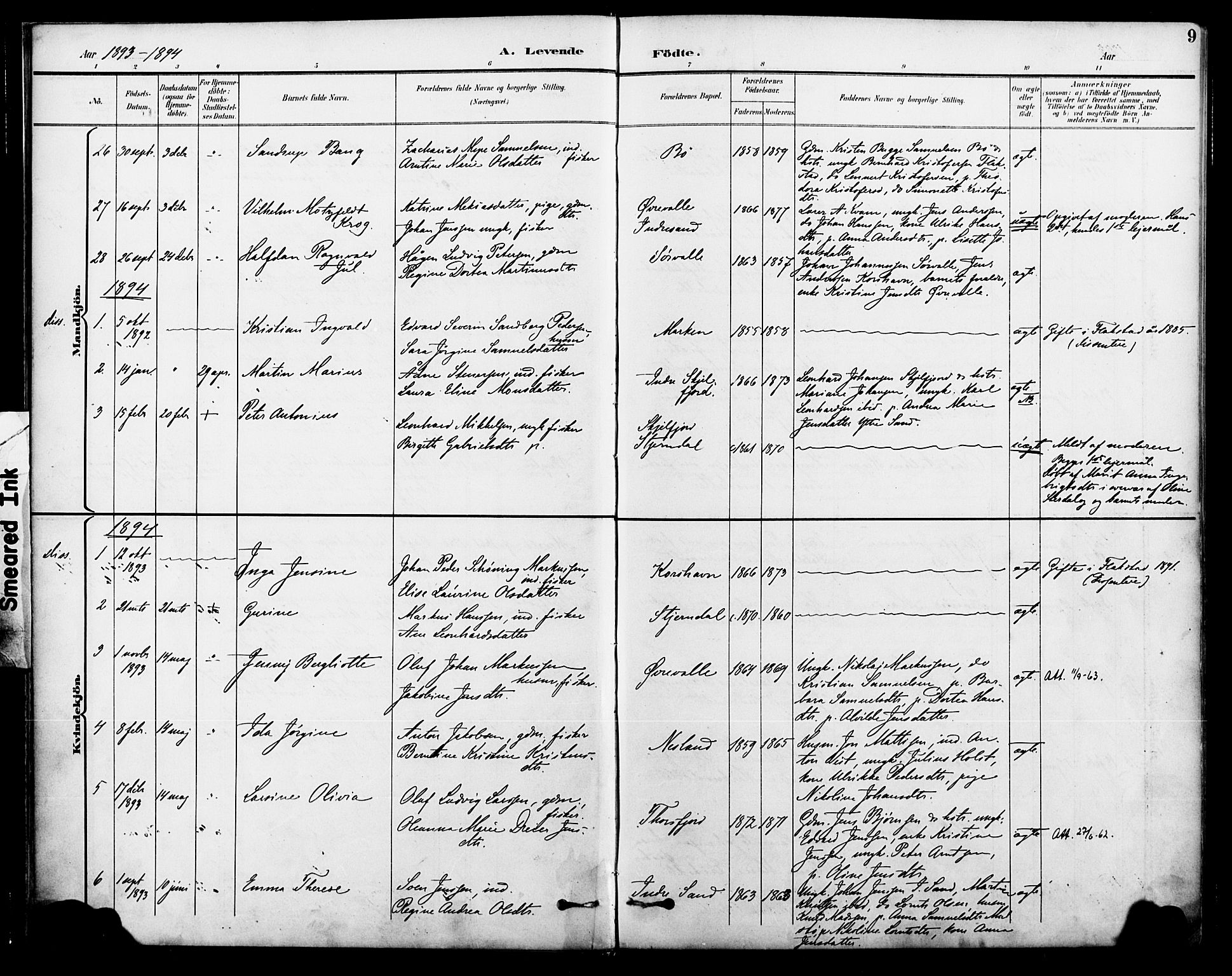 Ministerialprotokoller, klokkerbøker og fødselsregistre - Nordland, SAT/A-1459/885/L1205: Parish register (official) no. 885A06, 1892-1905, p. 9
