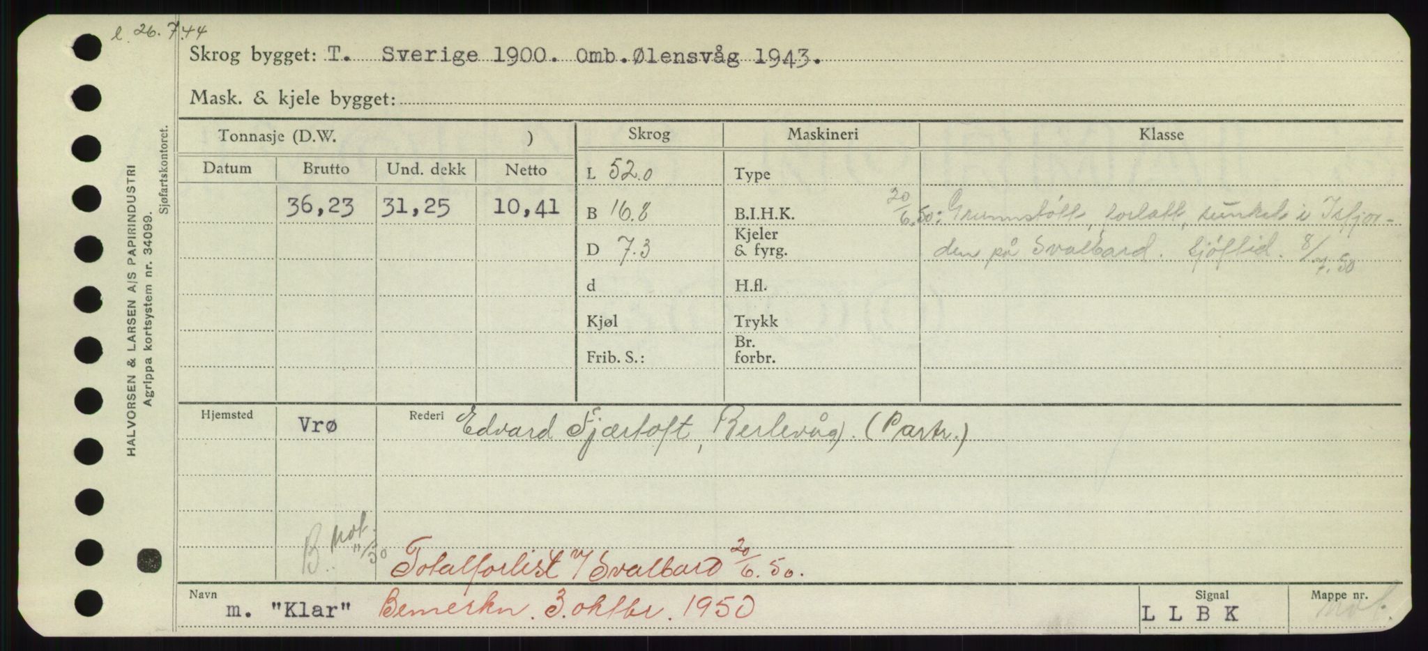 Sjøfartsdirektoratet med forløpere, Skipsmålingen, RA/S-1627/H/Hd/L0020: Fartøy, K-Kon, p. 343