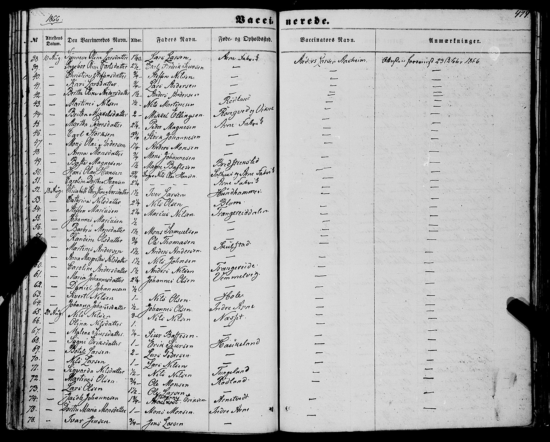 Haus sokneprestembete, AV/SAB-A-75601/H/Haa: Parish register (official) no. A 17, 1858-1870, p. 474