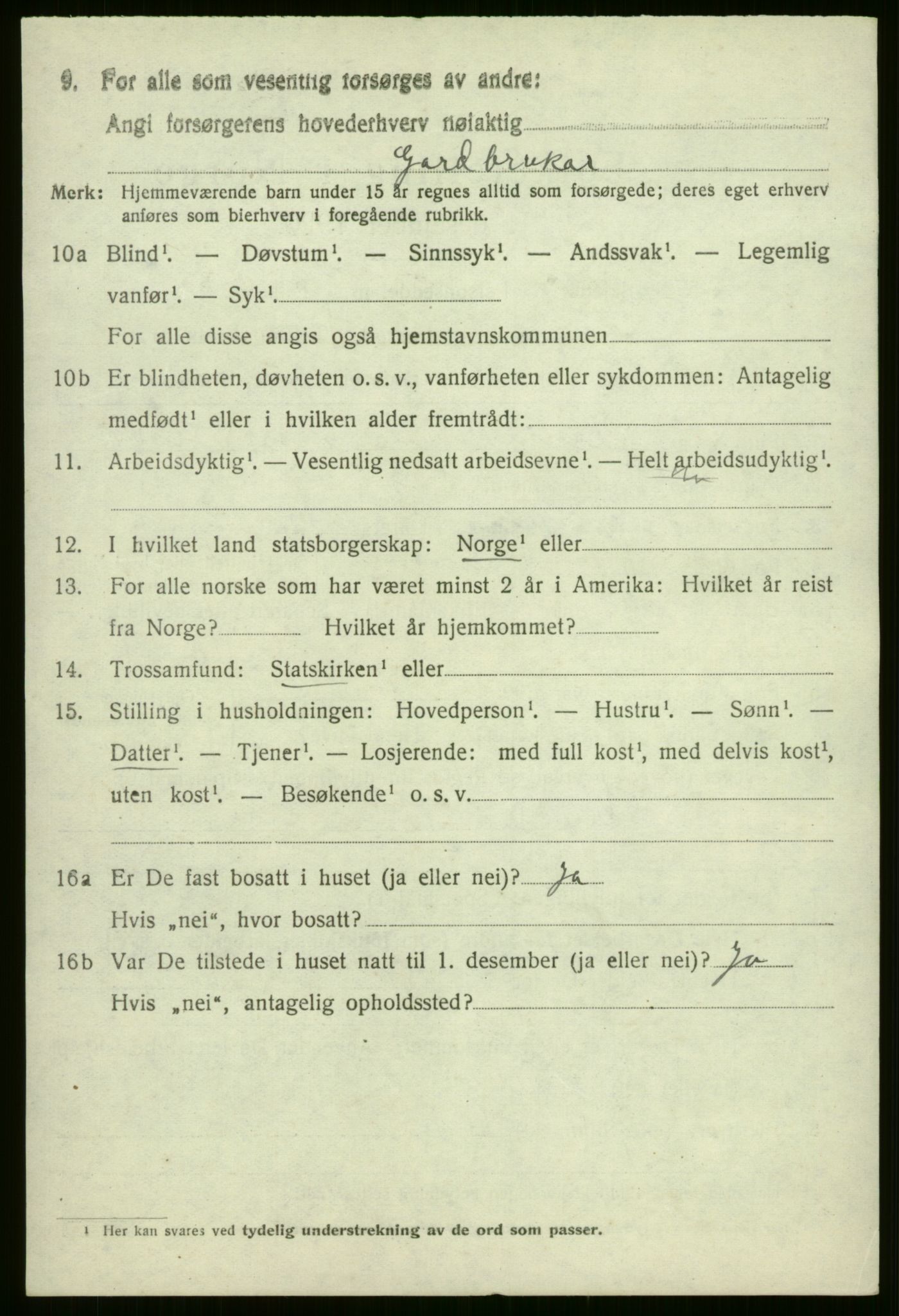 SAB, 1920 census for Evanger, 1920, p. 2326