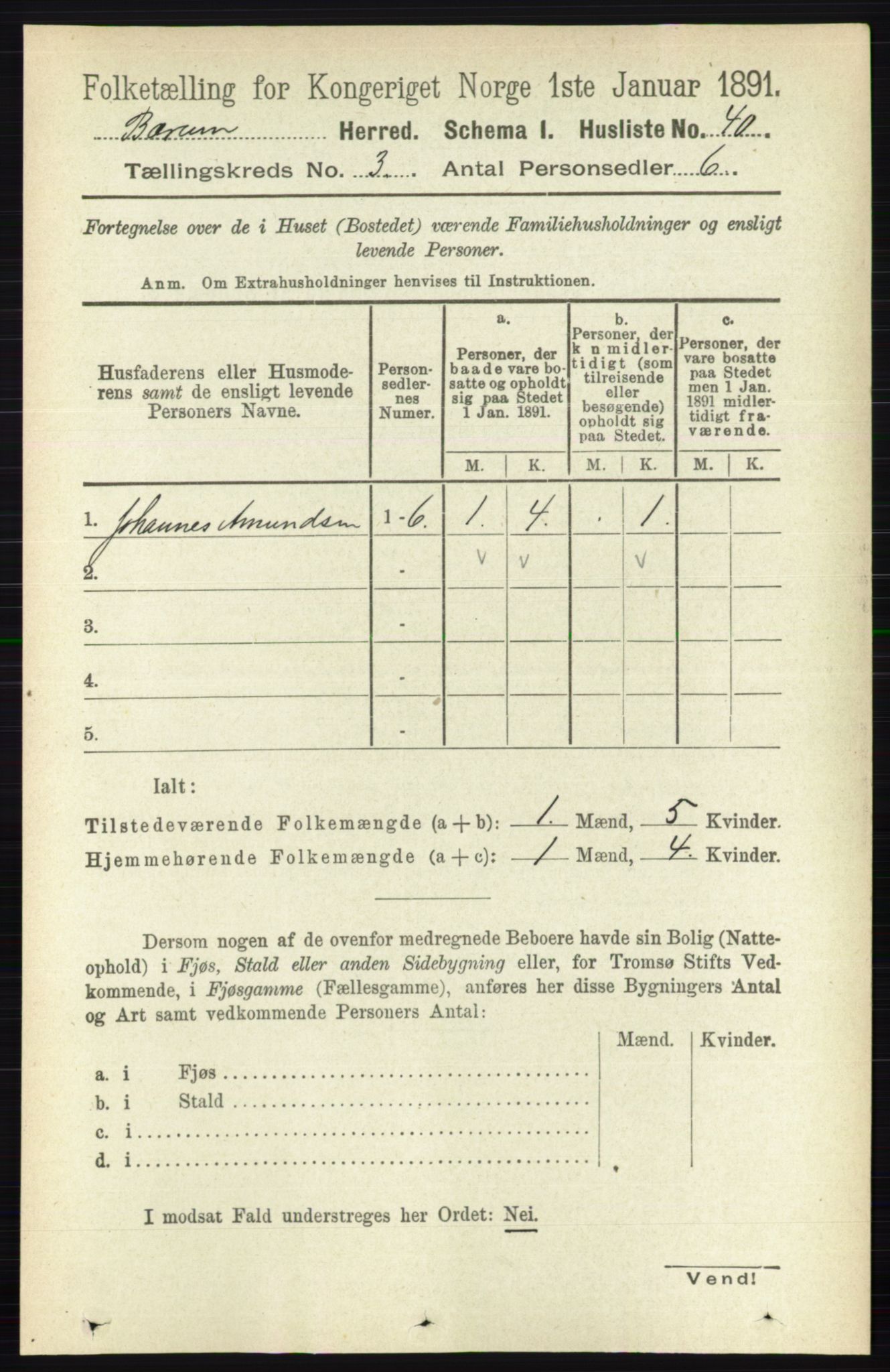 RA, 1891 census for 0219 Bærum, 1891, p. 1941
