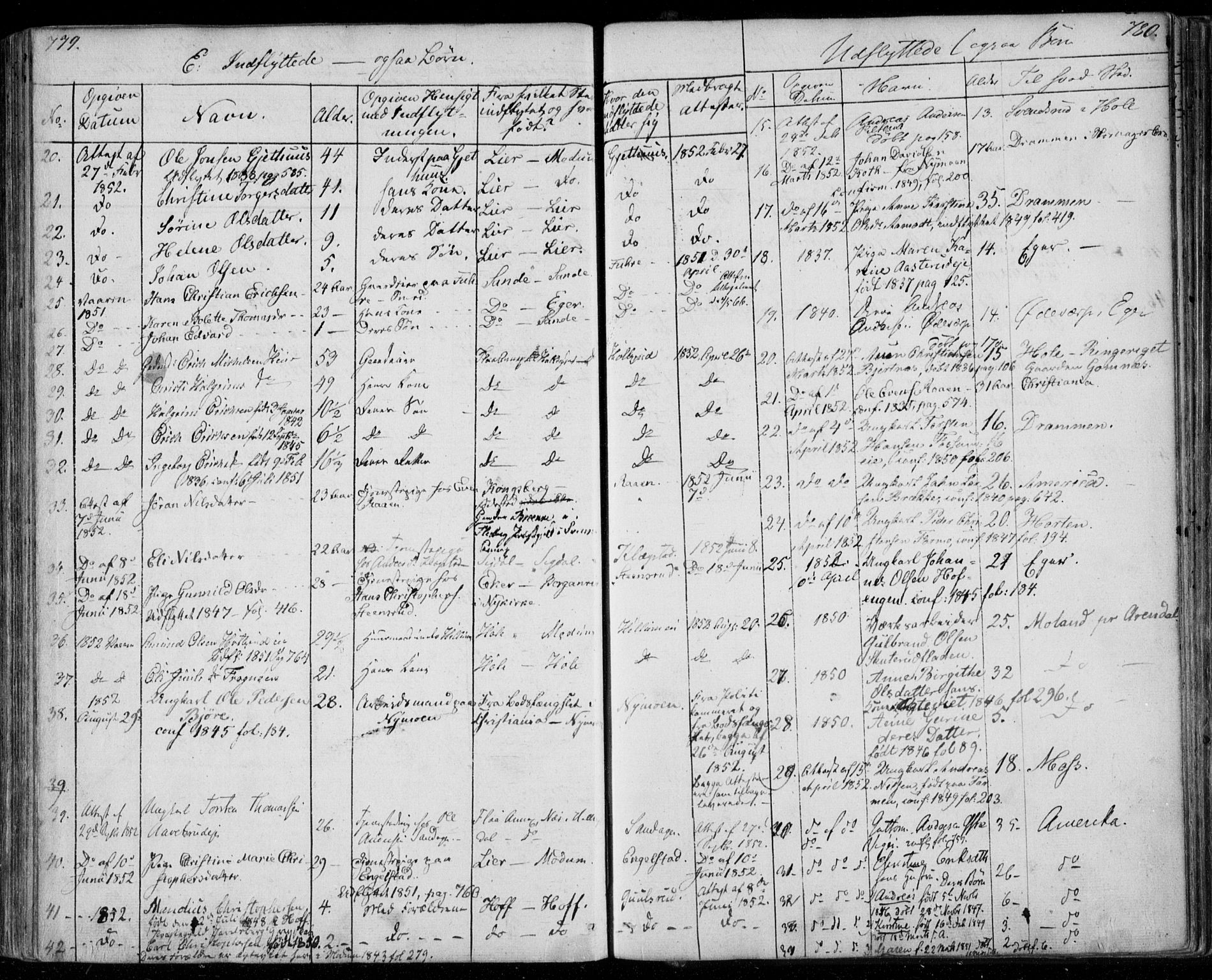 Modum kirkebøker, AV/SAKO-A-234/F/Fa/L0008: Parish register (official) no. 8, 1851-1859, p. 779-780