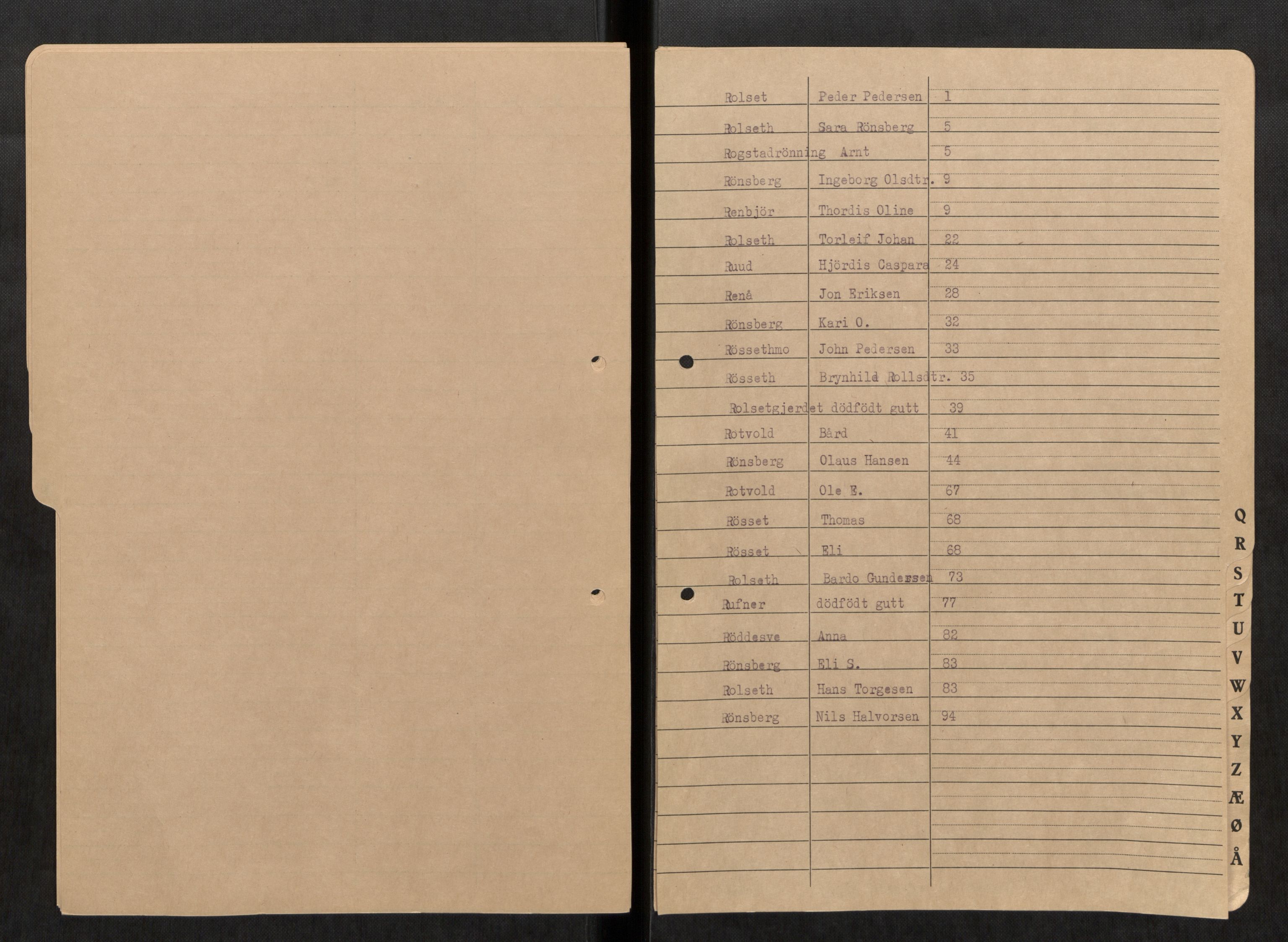 Selbu lensmannskontor, SAT/A-1081/2/G/Ga/L0009: Register over dødsfallsprotokoller , 1911-1962