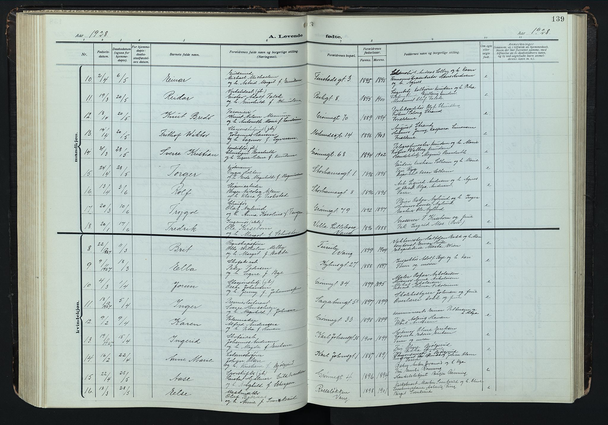 Hamar prestekontor, AV/SAH-DOMPH-002/H/Ha/Hab/L0004: Parish register (copy) no. 4, 1915-1942, p. 139