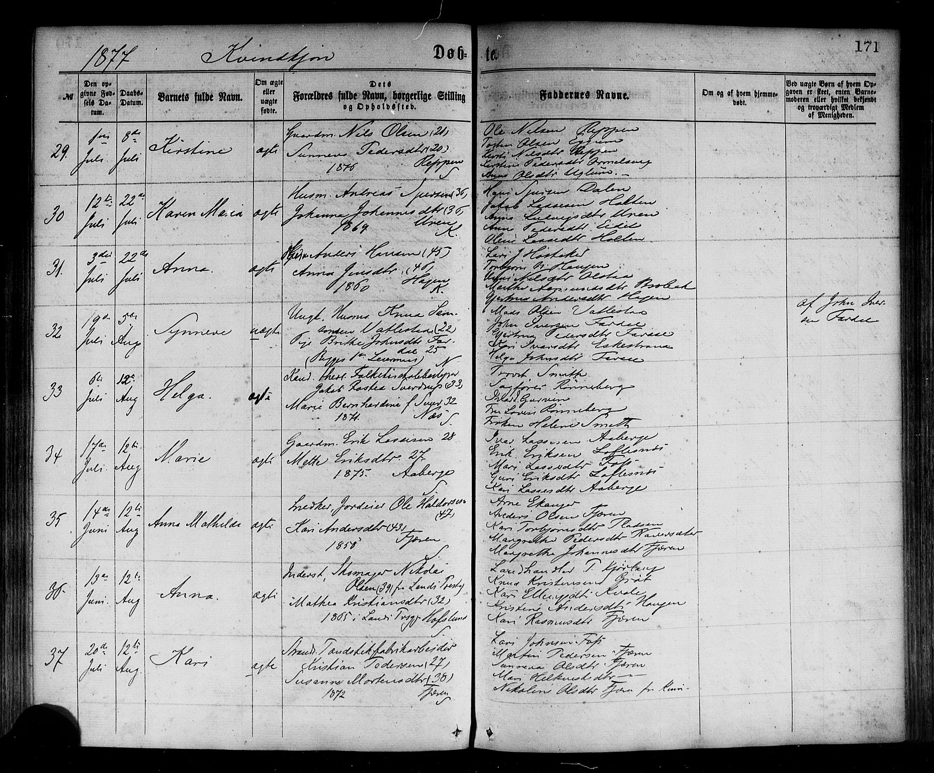 Sogndal sokneprestembete, SAB/A-81301/H/Haa/Haaa/L0014: Parish register (official) no. A 14, 1864-1877, p. 171