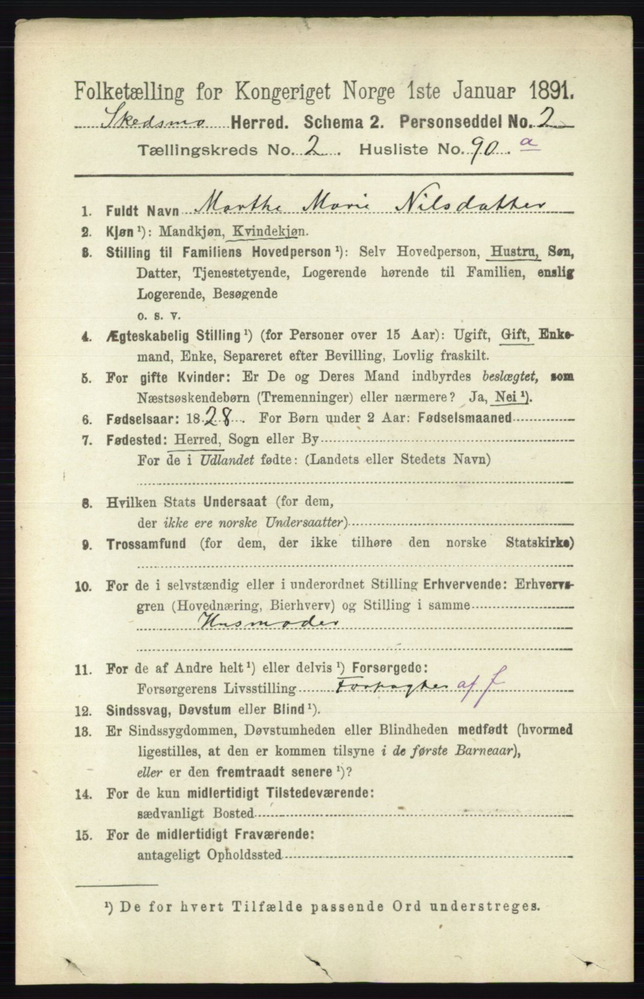 RA, 1891 census for 0231 Skedsmo, 1891, p. 1213