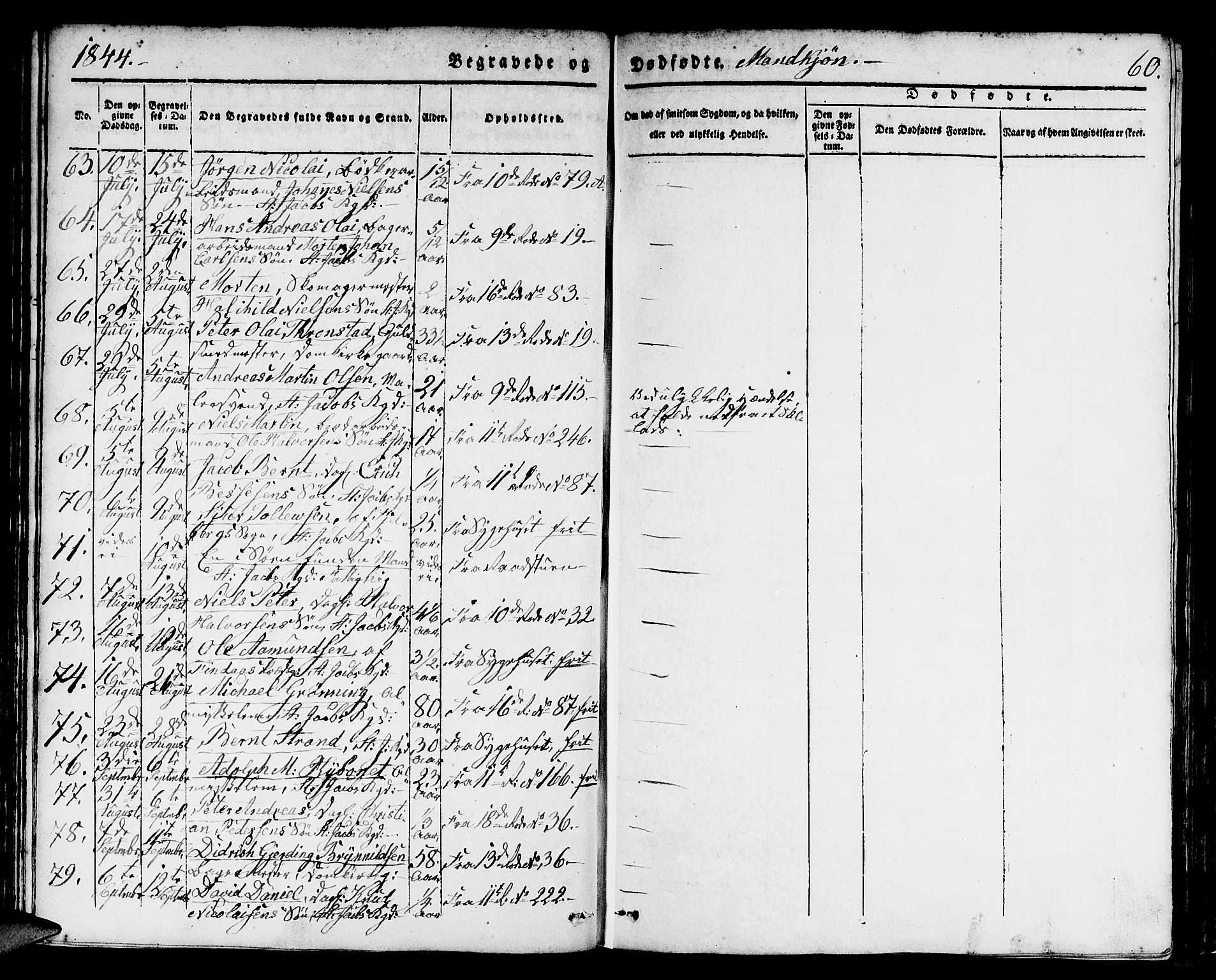 Domkirken sokneprestembete, AV/SAB-A-74801/H/Hab/L0037: Parish register (copy) no. E 1, 1836-1848, p. 60