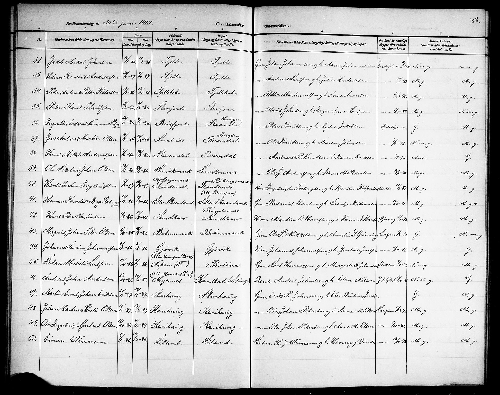 Ministerialprotokoller, klokkerbøker og fødselsregistre - Nordland, AV/SAT-A-1459/863/L0915: Parish register (copy) no. 863C05, 1898-1907, p. 158