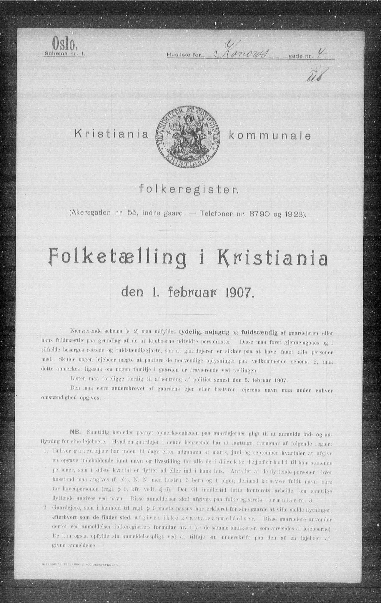 OBA, Municipal Census 1907 for Kristiania, 1907, p. 27019