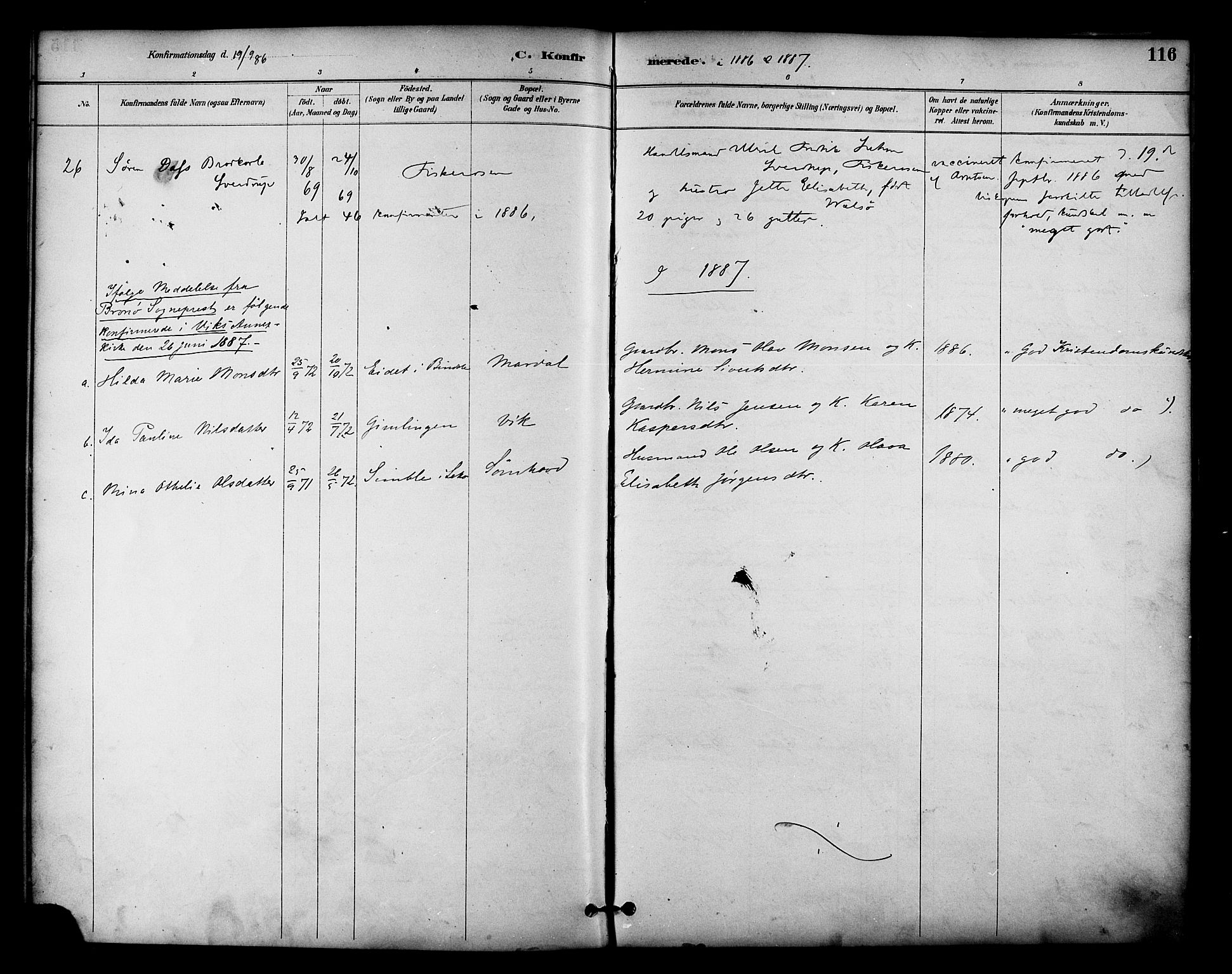 Ministerialprotokoller, klokkerbøker og fødselsregistre - Nordland, AV/SAT-A-1459/810/L0150: Parish register (official) no. 810A10 /1, 1884-1895, p. 116