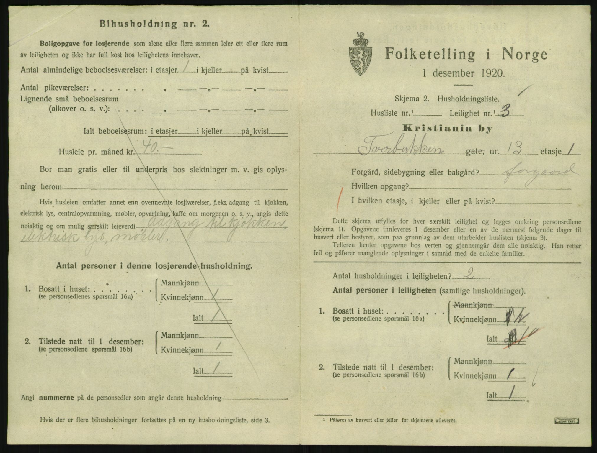 SAO, 1920 census for Kristiania, 1920, p. 119943