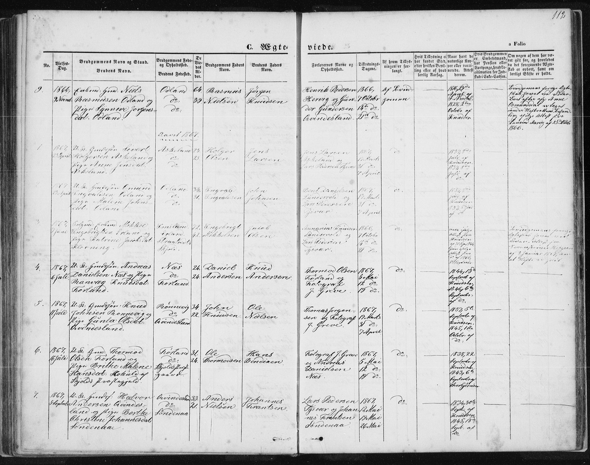 Tysvær sokneprestkontor, AV/SAST-A -101864/H/Ha/Haa/L0005: Parish register (official) no. A 5, 1865-1878, p. 112