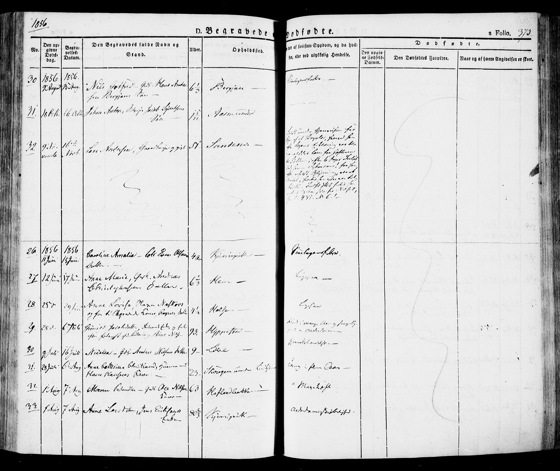 Tjølling kirkebøker, AV/SAKO-A-60/F/Fa/L0006: Parish register (official) no. 6, 1835-1859, p. 375