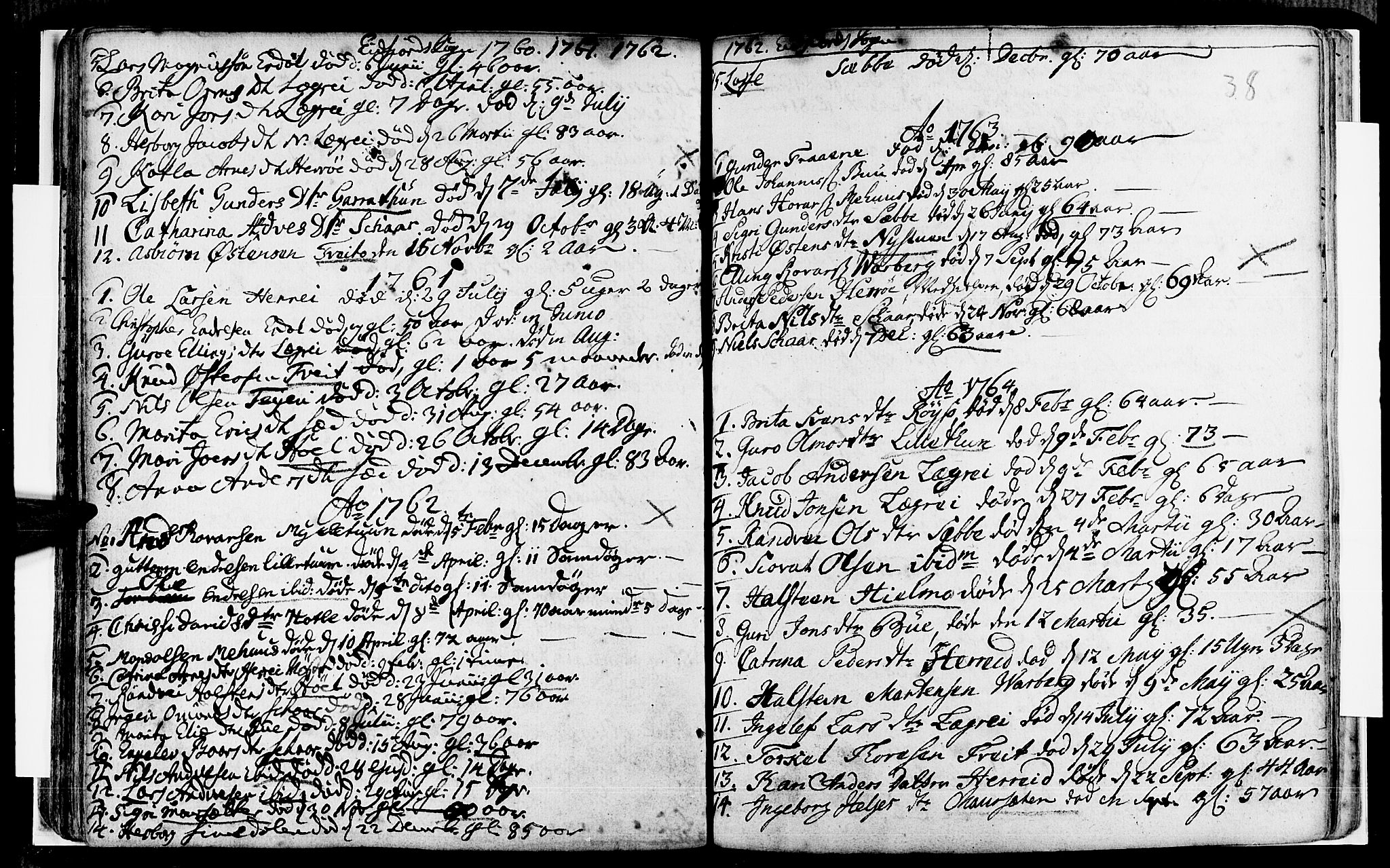 Ulvik sokneprestembete, SAB/A-78801/H/Haa: Parish register (official) no. A 8, 1743-1792, p. 38