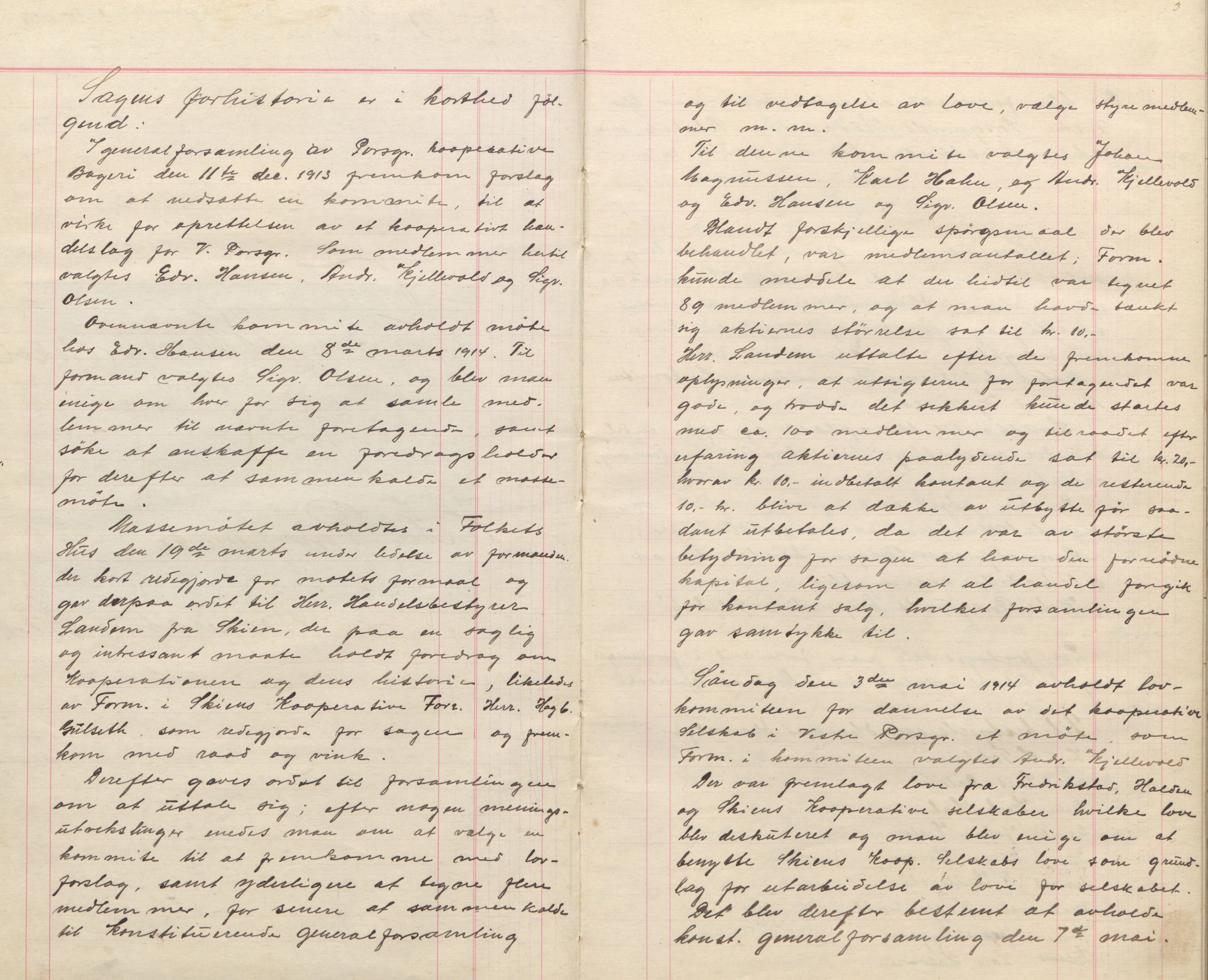 Vestre Porsgunn kooperative selskaps arkiv, AAT/AAT-805024/A/L0001: Møtebok, 1914-1917