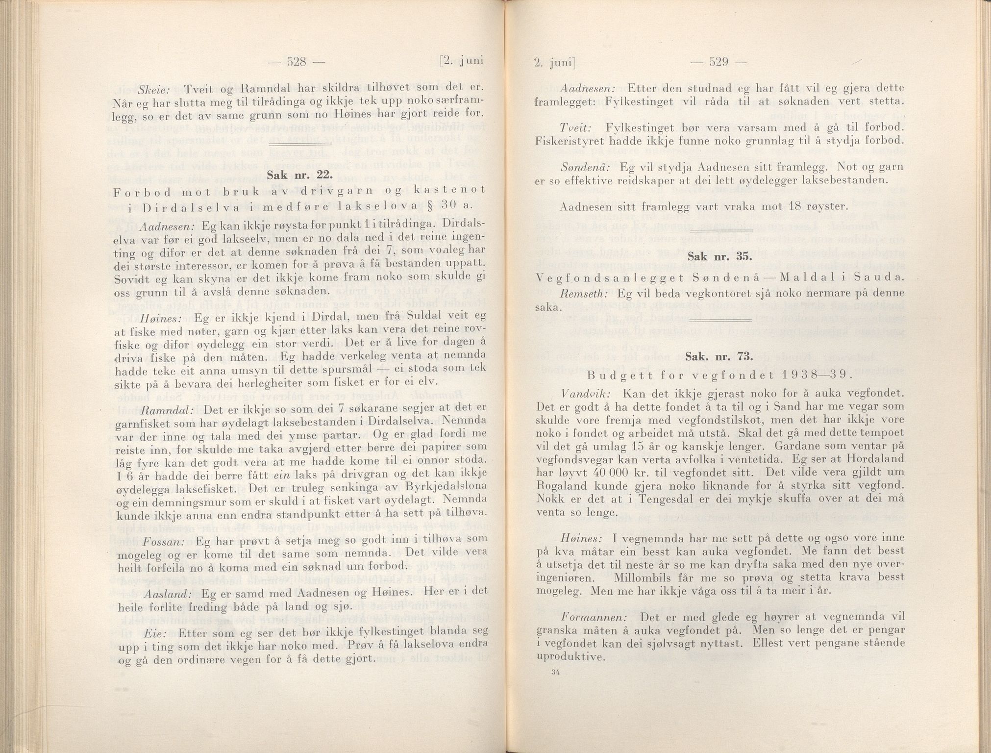 Rogaland fylkeskommune - Fylkesrådmannen , IKAR/A-900/A/Aa/Aaa/L0057: Møtebok , 1938, p. 528-529