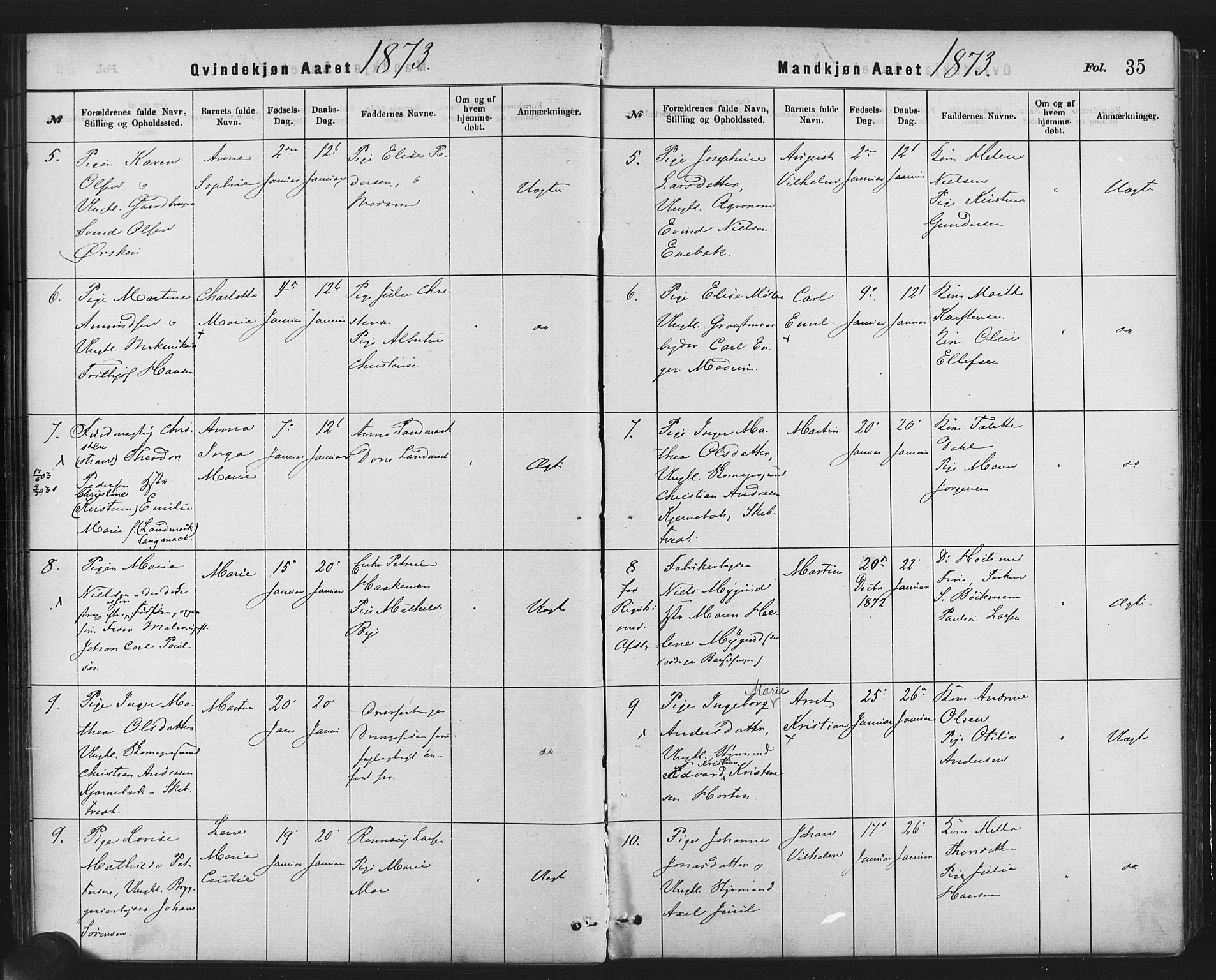 Rikshospitalet prestekontor Kirkebøker, SAO/A-10309b/F/L0006: Parish register (official) no. 6, 1871-1885, p. 35