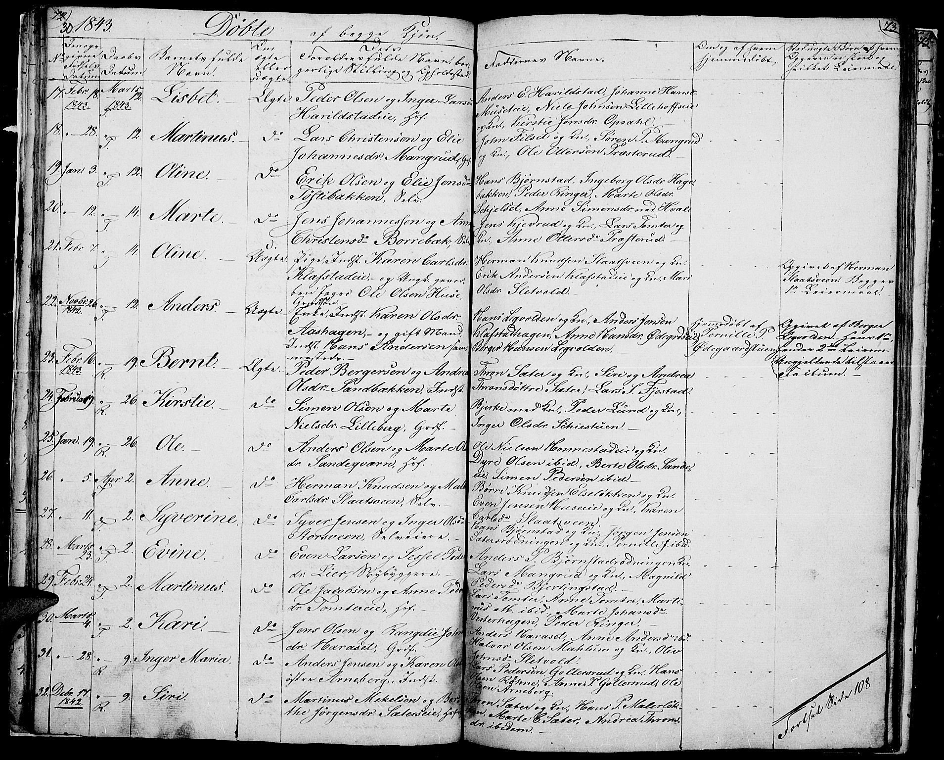 Romedal prestekontor, SAH/PREST-004/L/L0008: Parish register (copy) no. 8, 1837-1844, p. 30