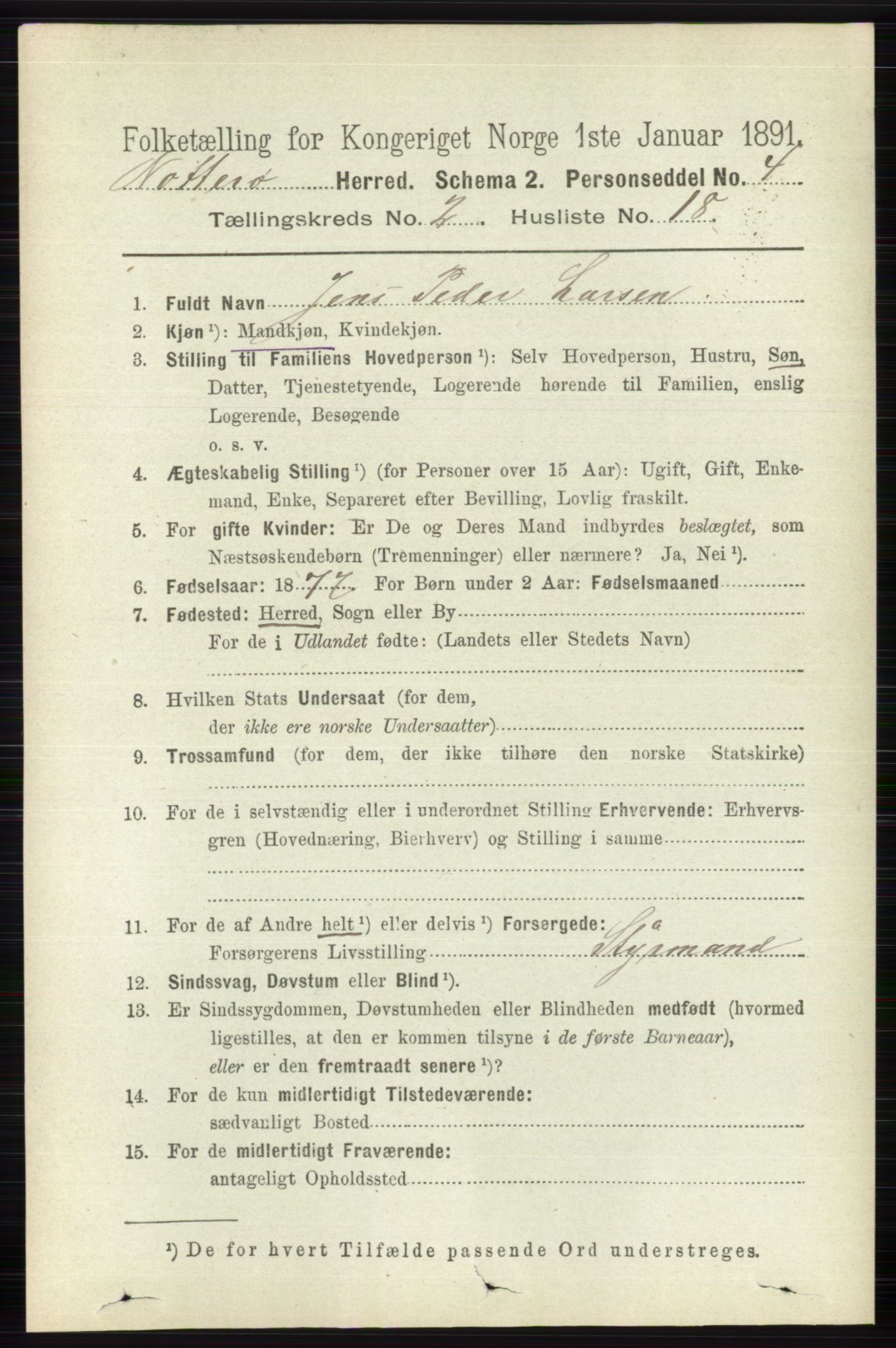 RA, 1891 census for 0722 Nøtterøy, 1891, p. 964