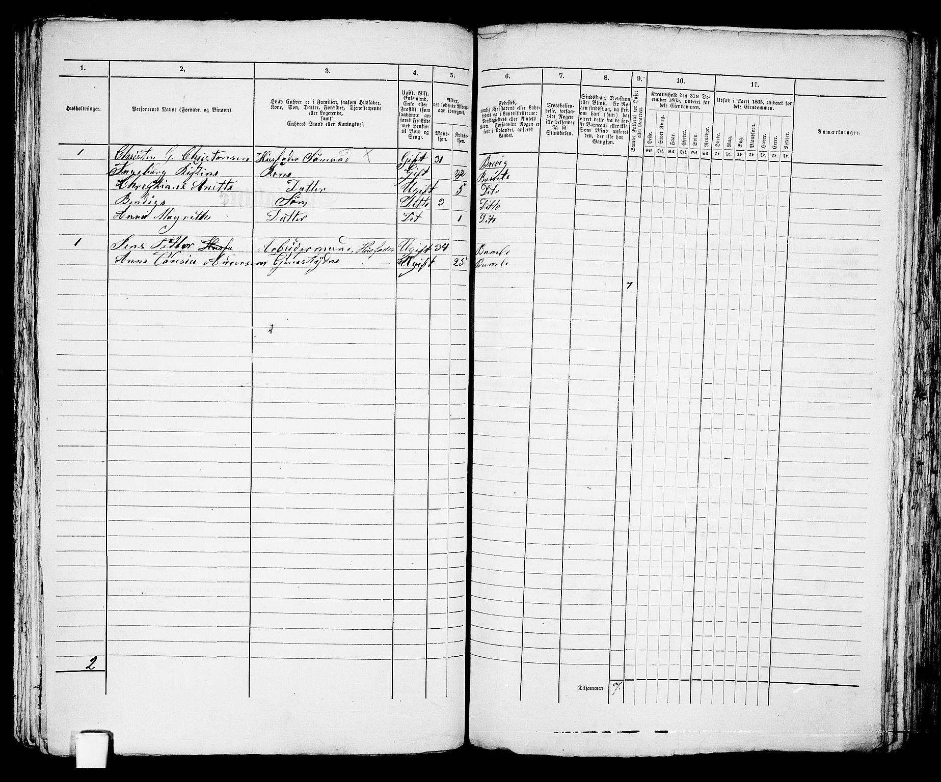 RA, 1865 census for Brevik, 1865, p. 564