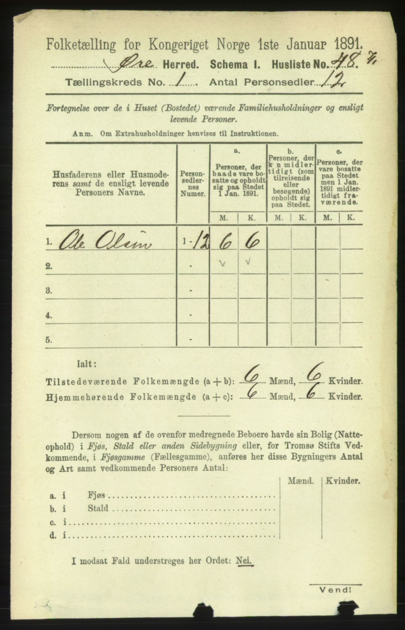 RA, 1891 census for 1558 Øre, 1891, p. 65