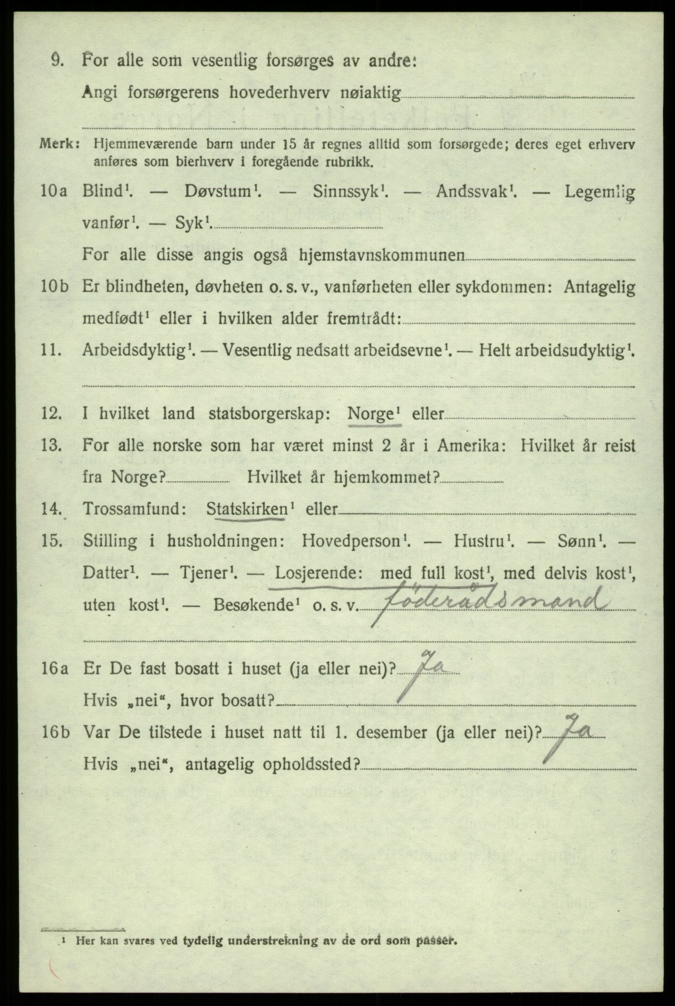 SAB, 1920 census for Sund, 1920, p. 2930